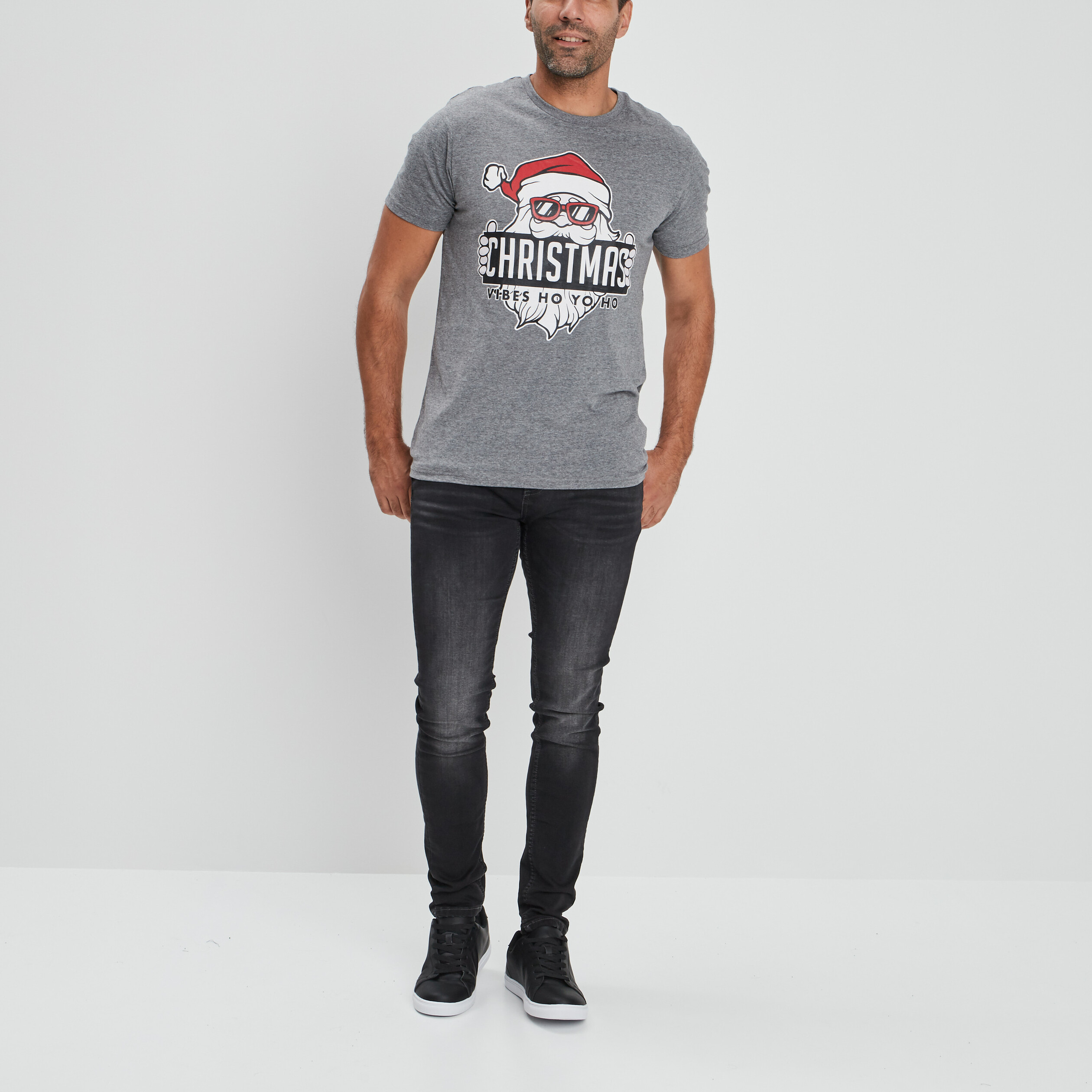T-shirt de Noël manches courtes gris homme