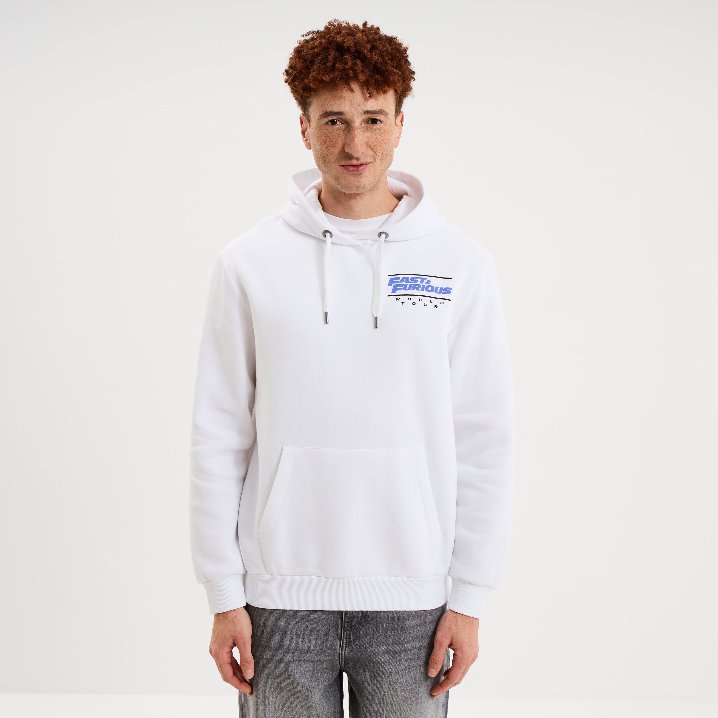 Sweat hoodie molleton Fast and Furious blanc homme