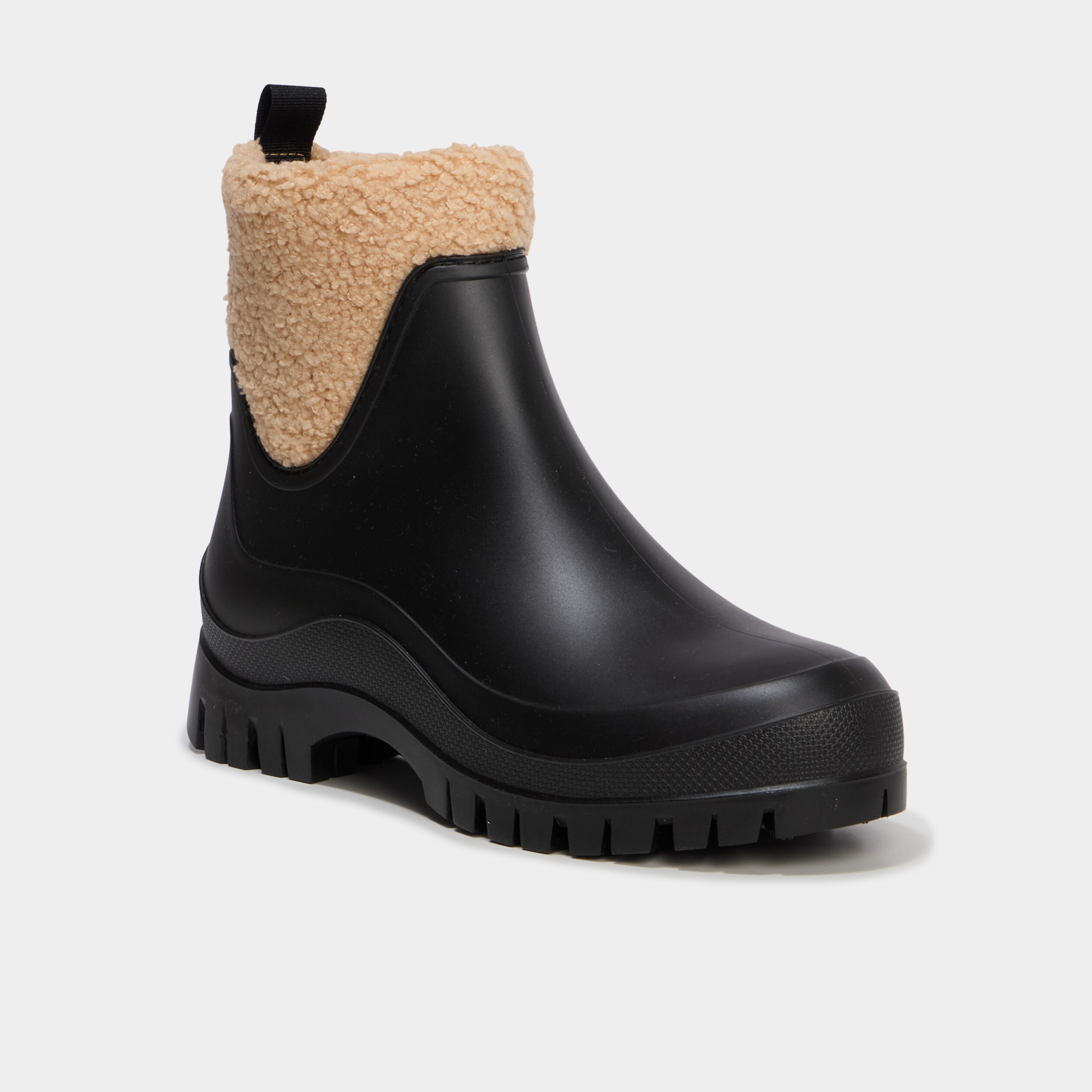 Bootes de pluie avec d&eacute;tails polaire noir femme