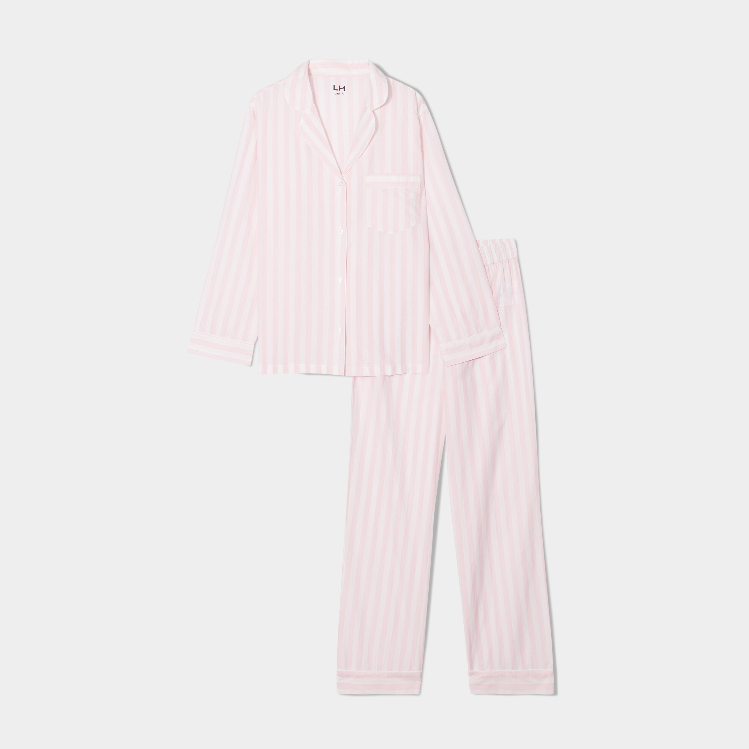 Ensemble pyjama pantalon chemise coton ecru femme