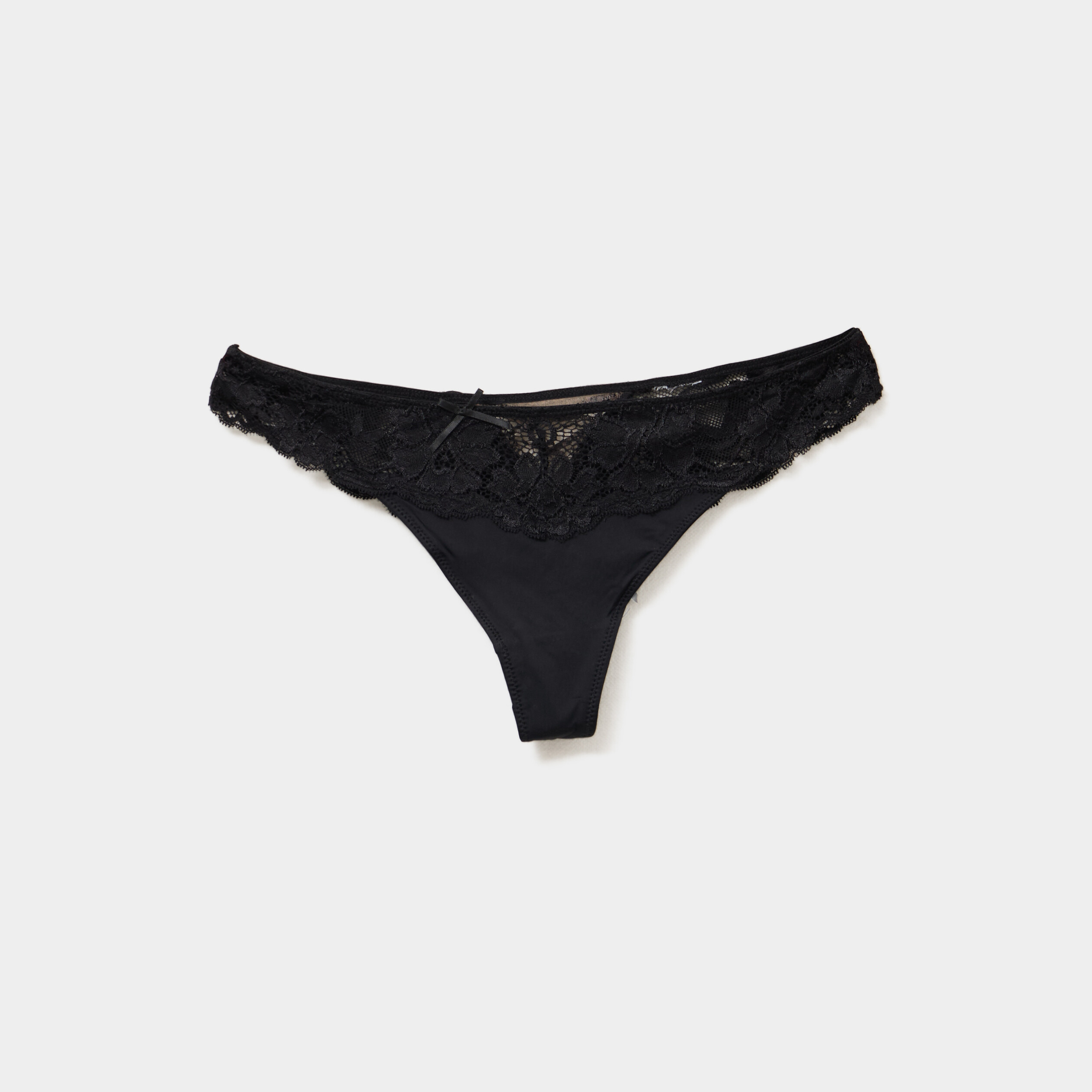 Culotte tanga &agrave; dentelle noir femme