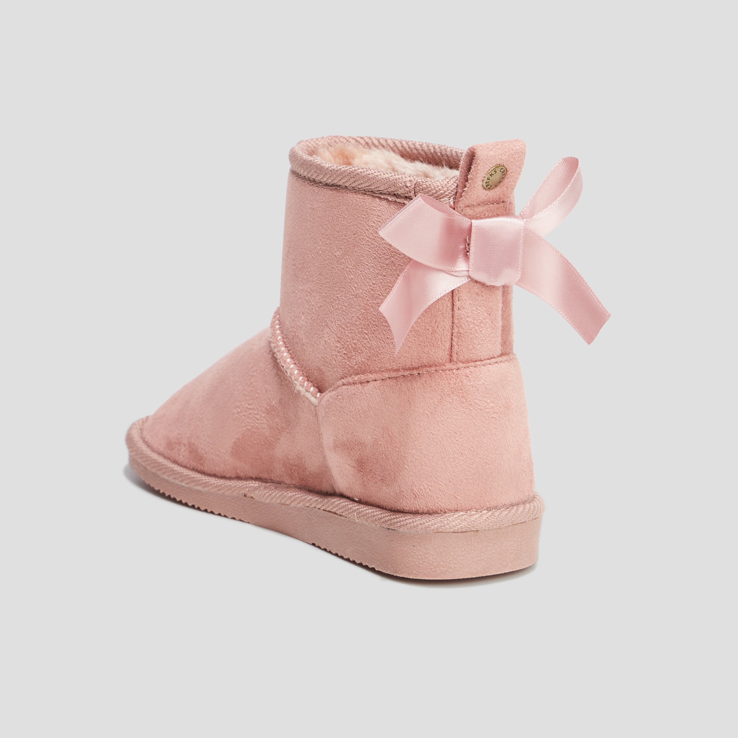 bottines fourrees noeud effet satin rose fille Bottines fourrées noeud effet satin rose fille