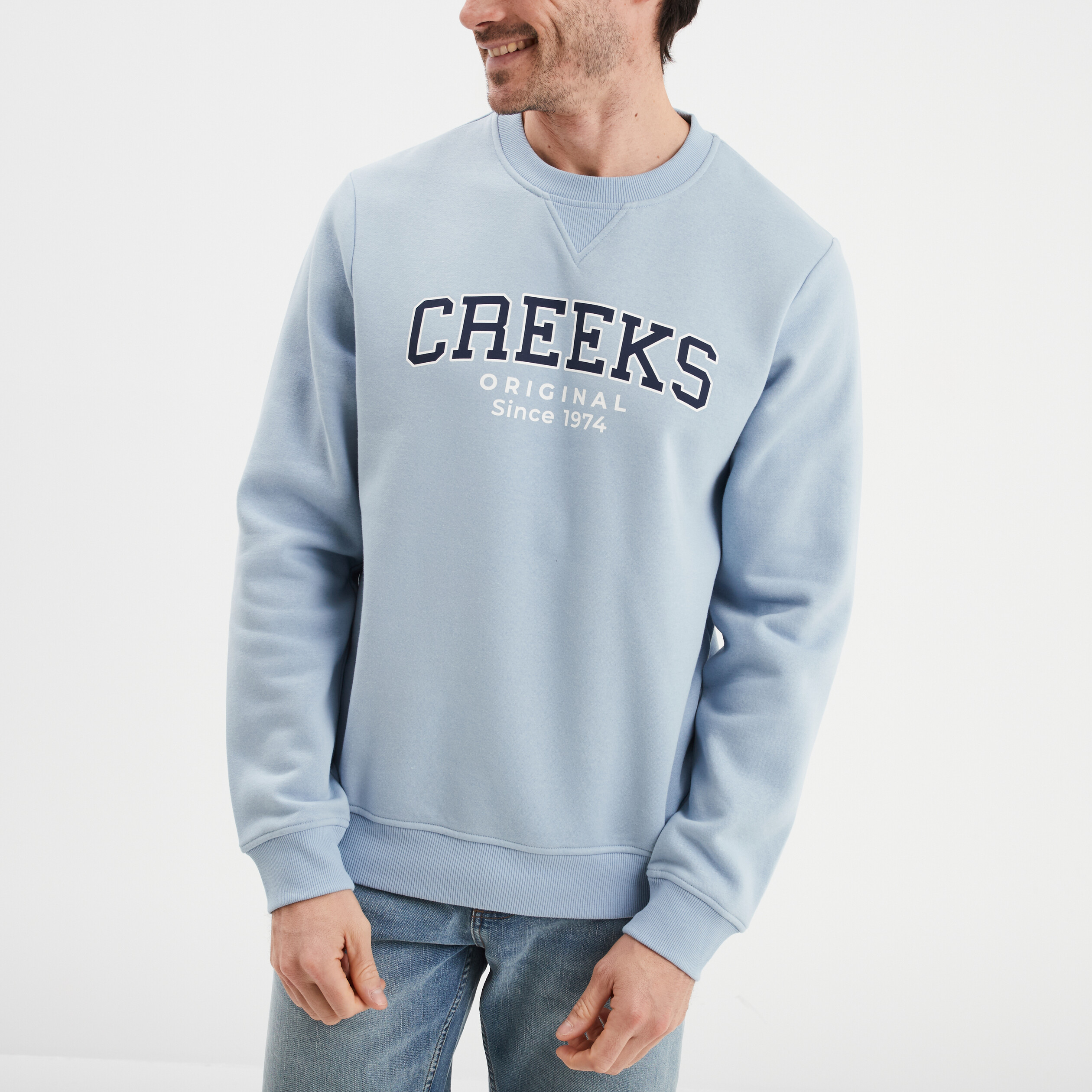 sweat a col rond creeks bleu ciel homme Sweat à col rond Creeks bleu ciel homme