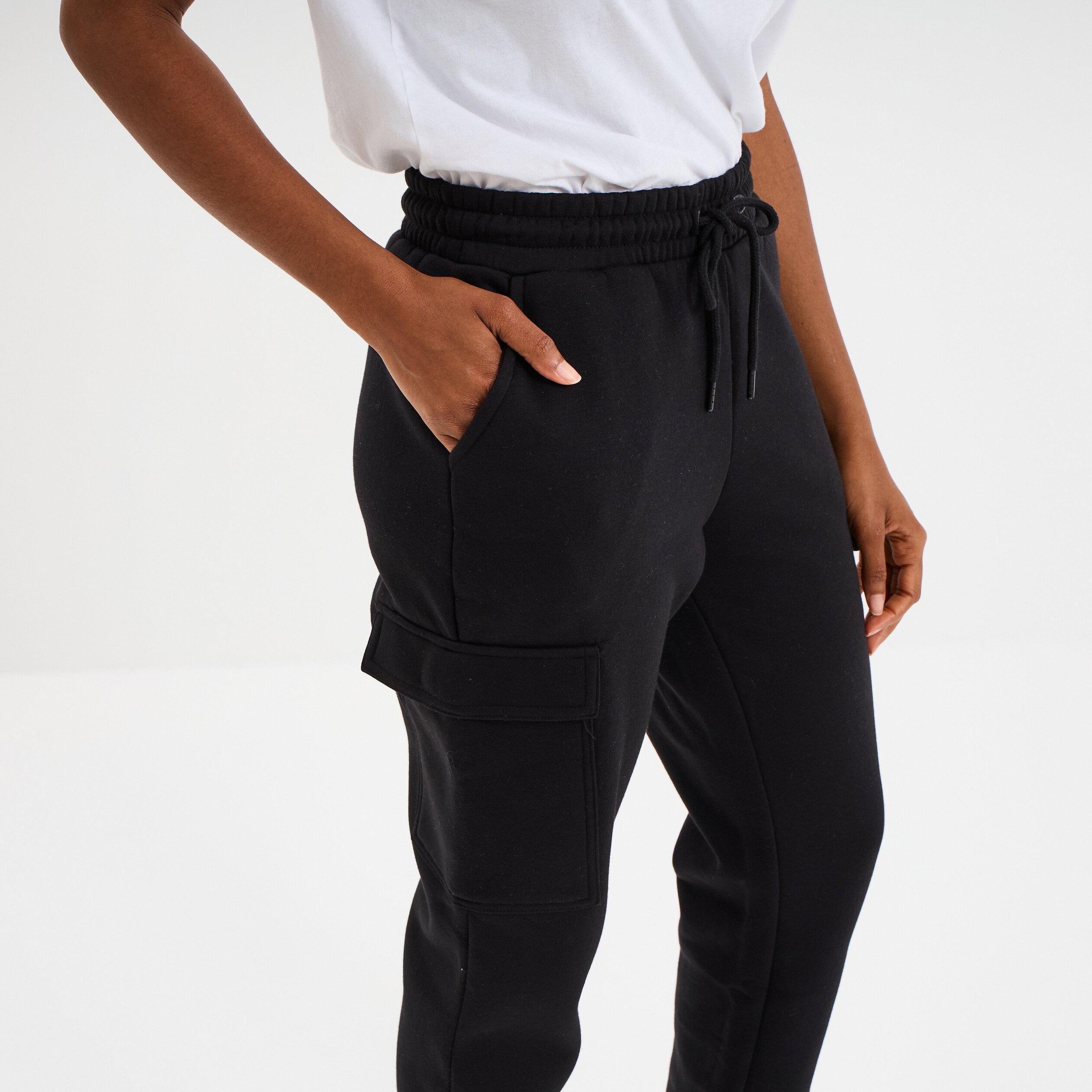 pantalon de jogging coupe battle noir femme Pantalon de jogging coupe battle noir femme