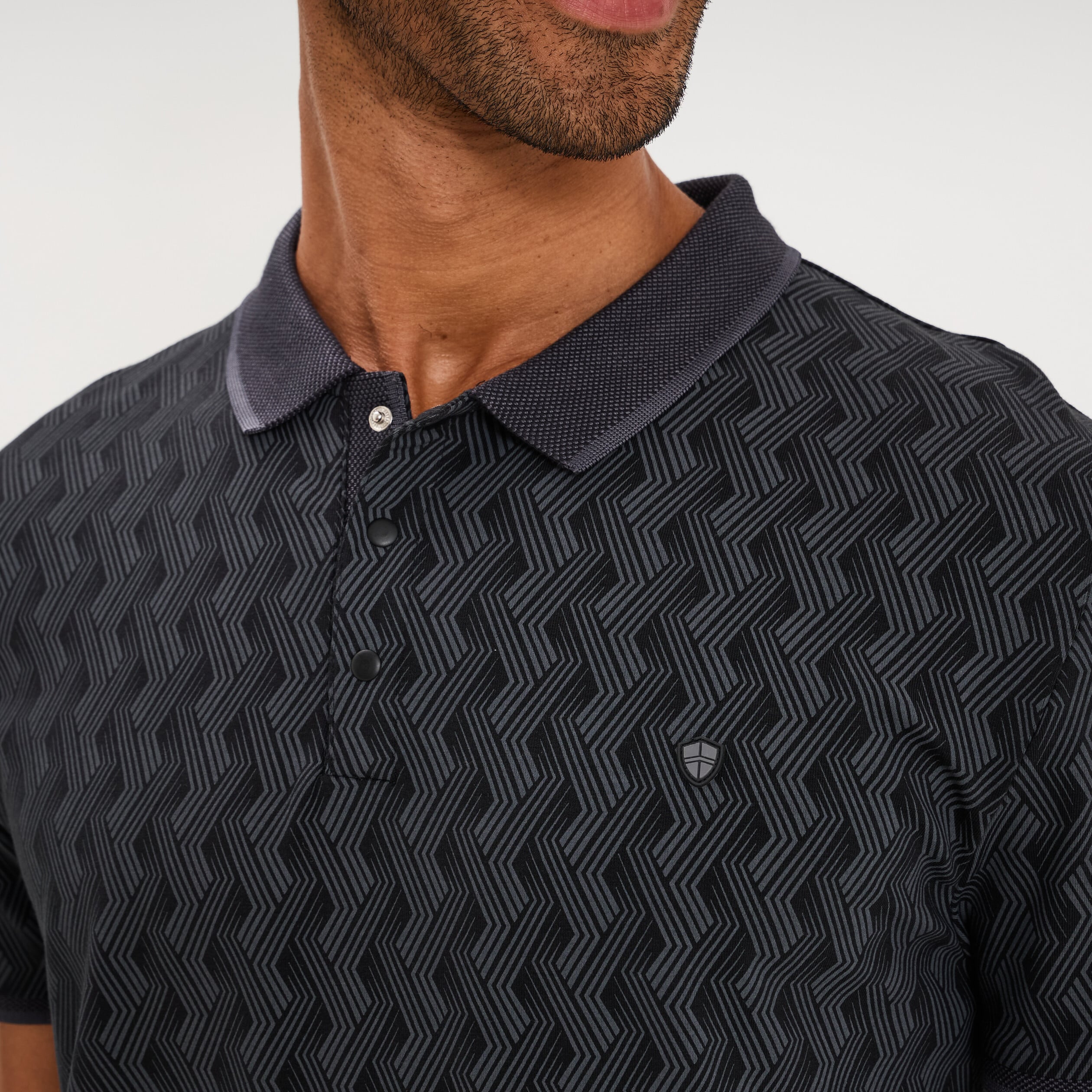 Polo slim manches courtes stretch noir homme