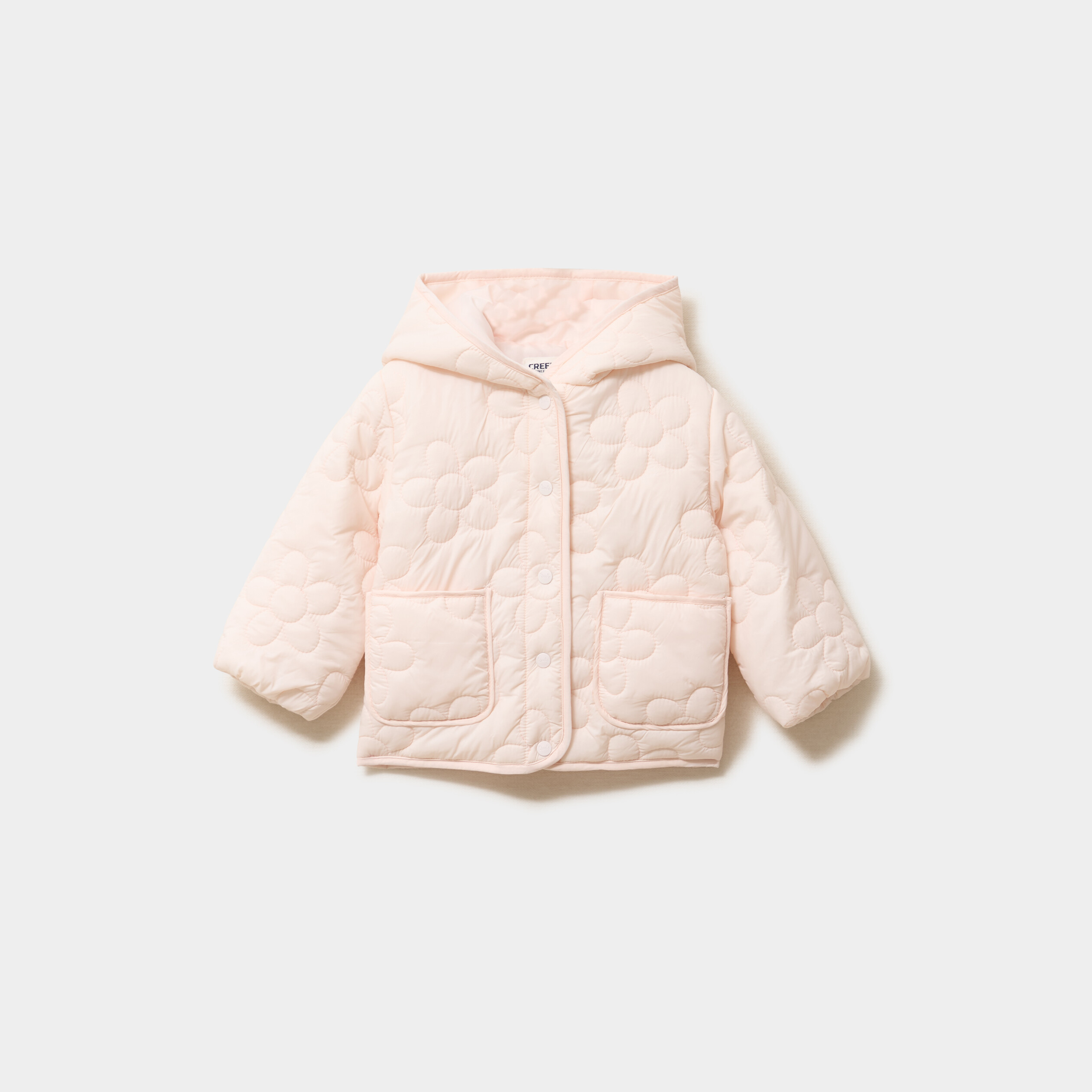 Doudoune matelass&eacute;e &agrave; capuche beige b&eacute;b&eacute; fille
