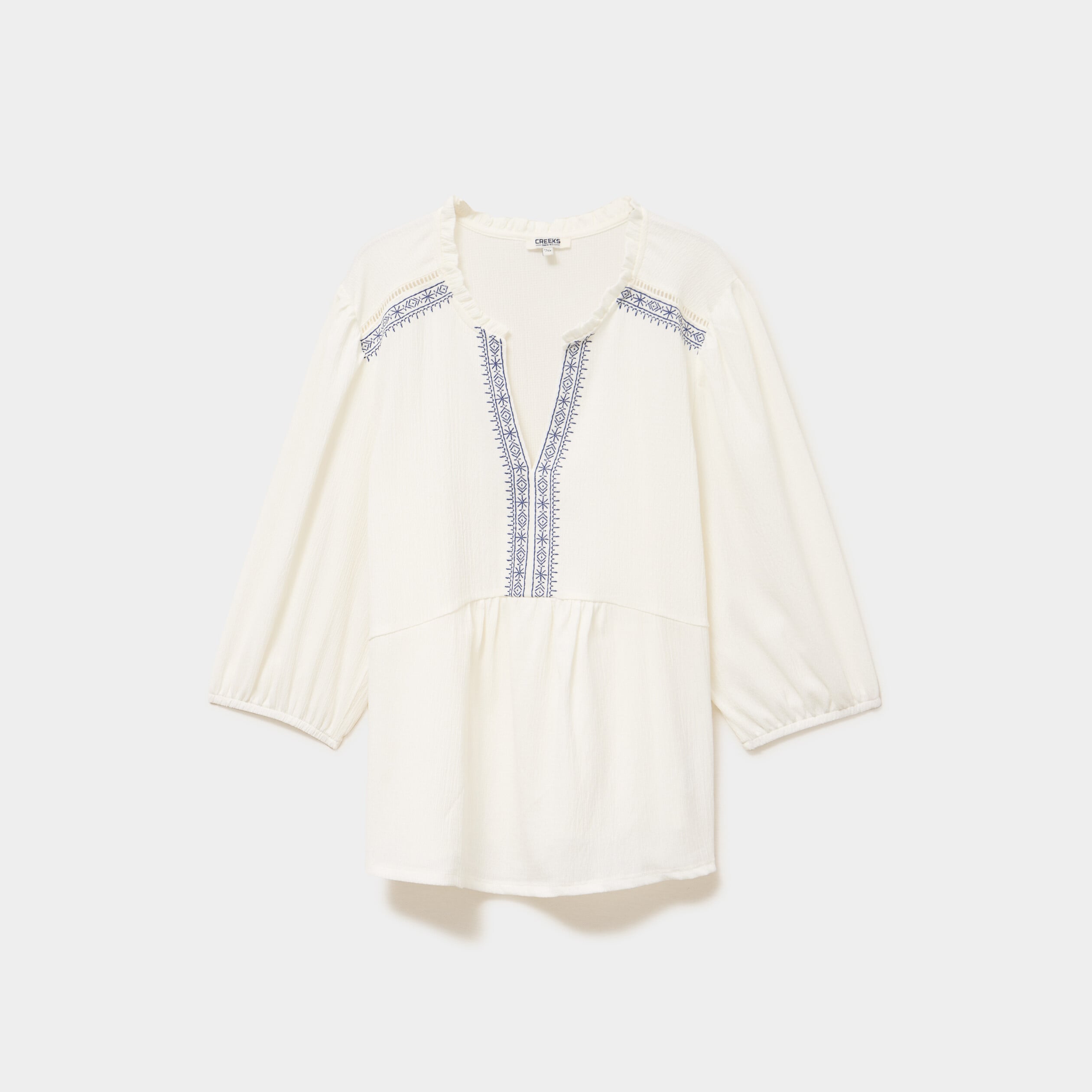 Blouse manches ballons 3/4 ecru femme grande taille