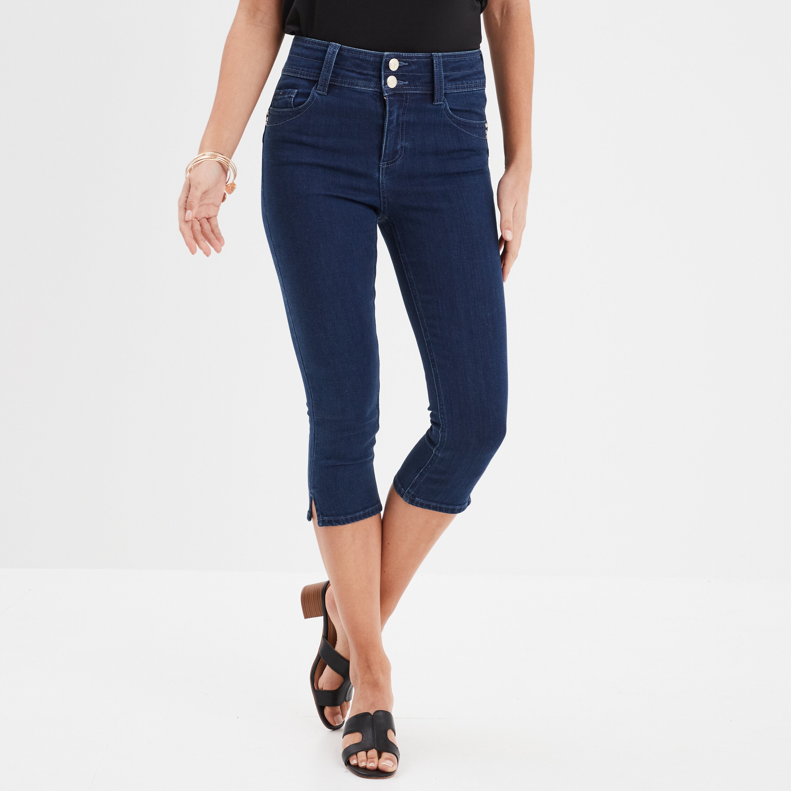 Pantacourt en jean slim Mosquitos denim double stone femme