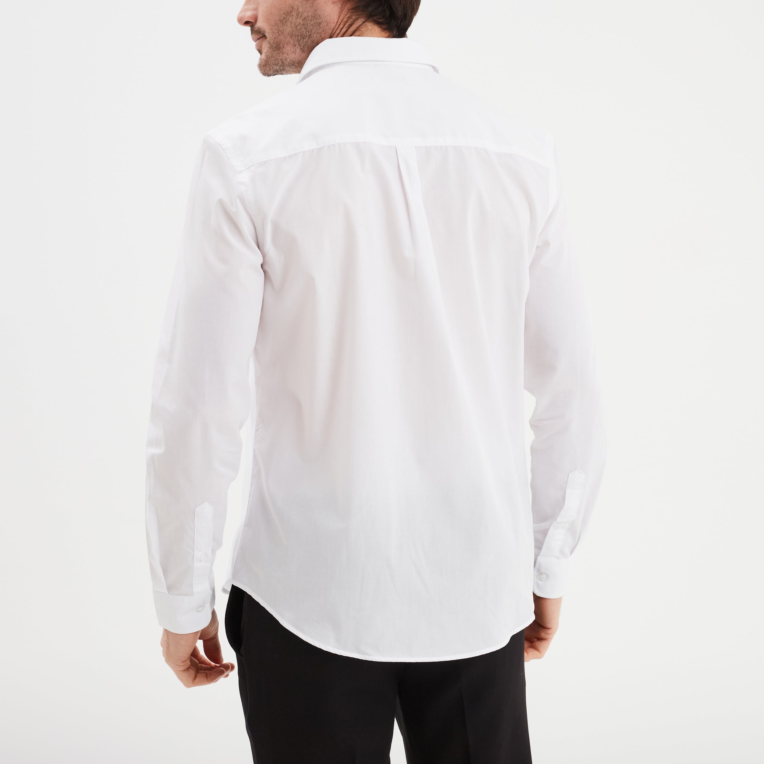 Chemise droite manches longues blanc homme