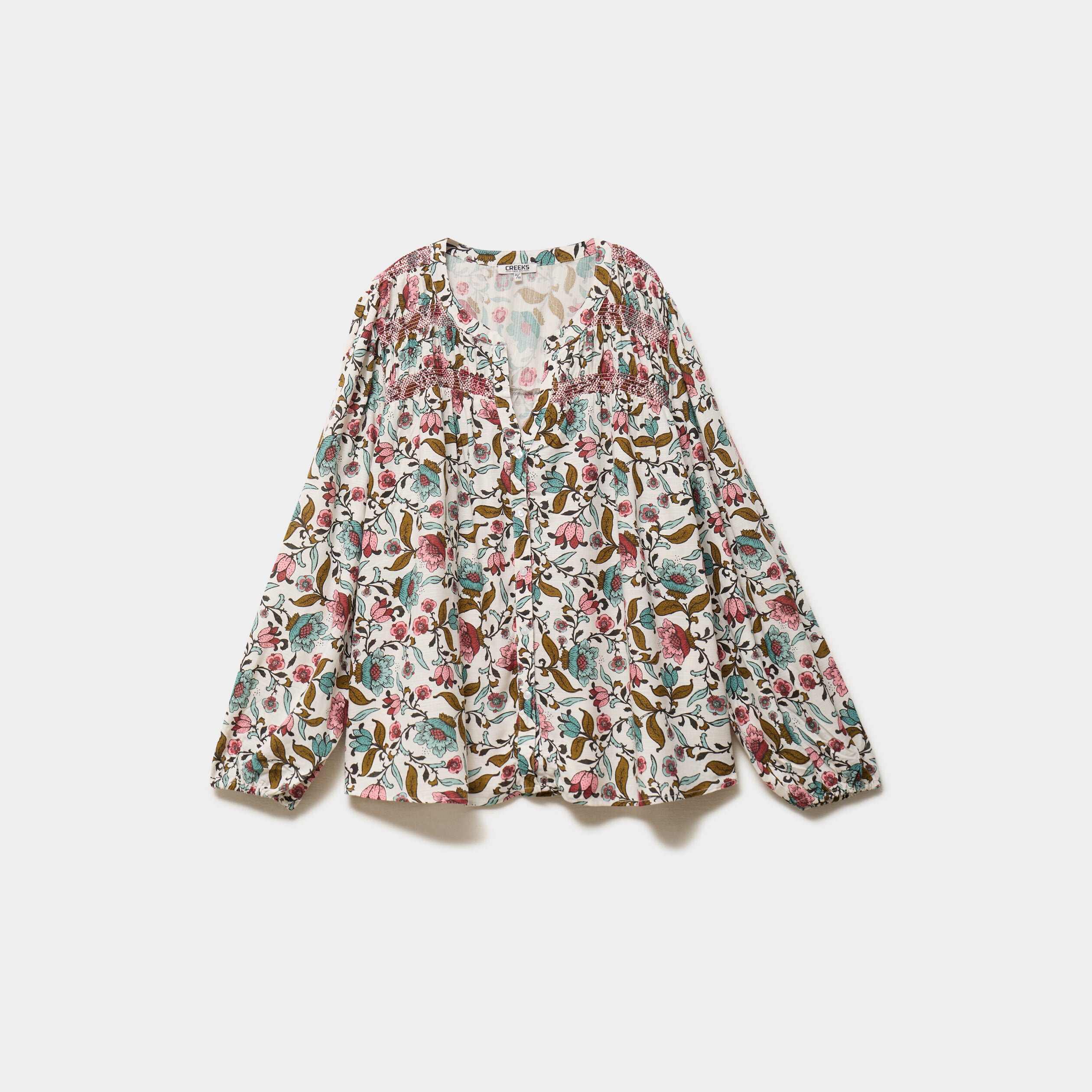 Blouse fluide col V manches longues multicolore femme grande taille