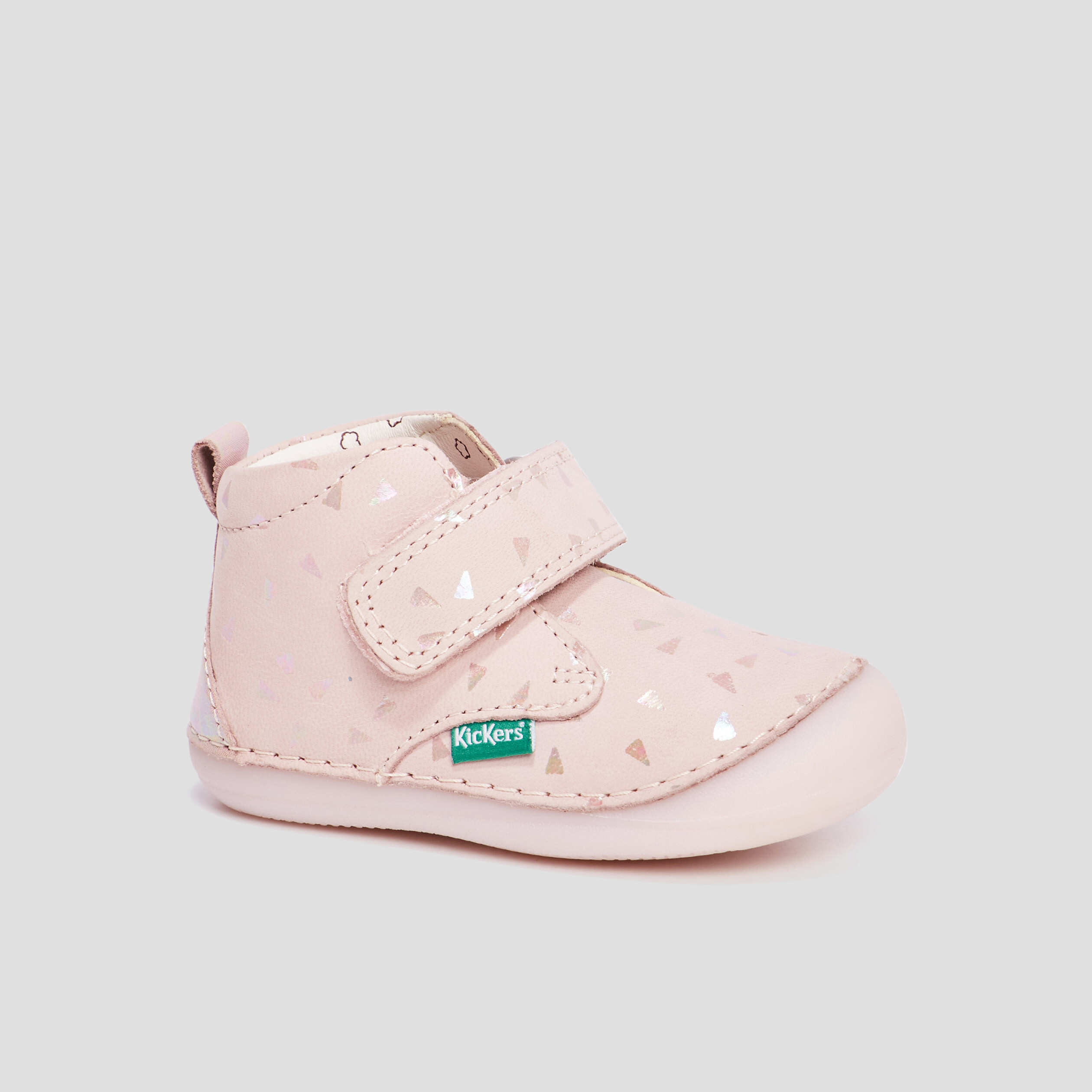 Bottillons en cuir Kickers Sabio rose bébé fille