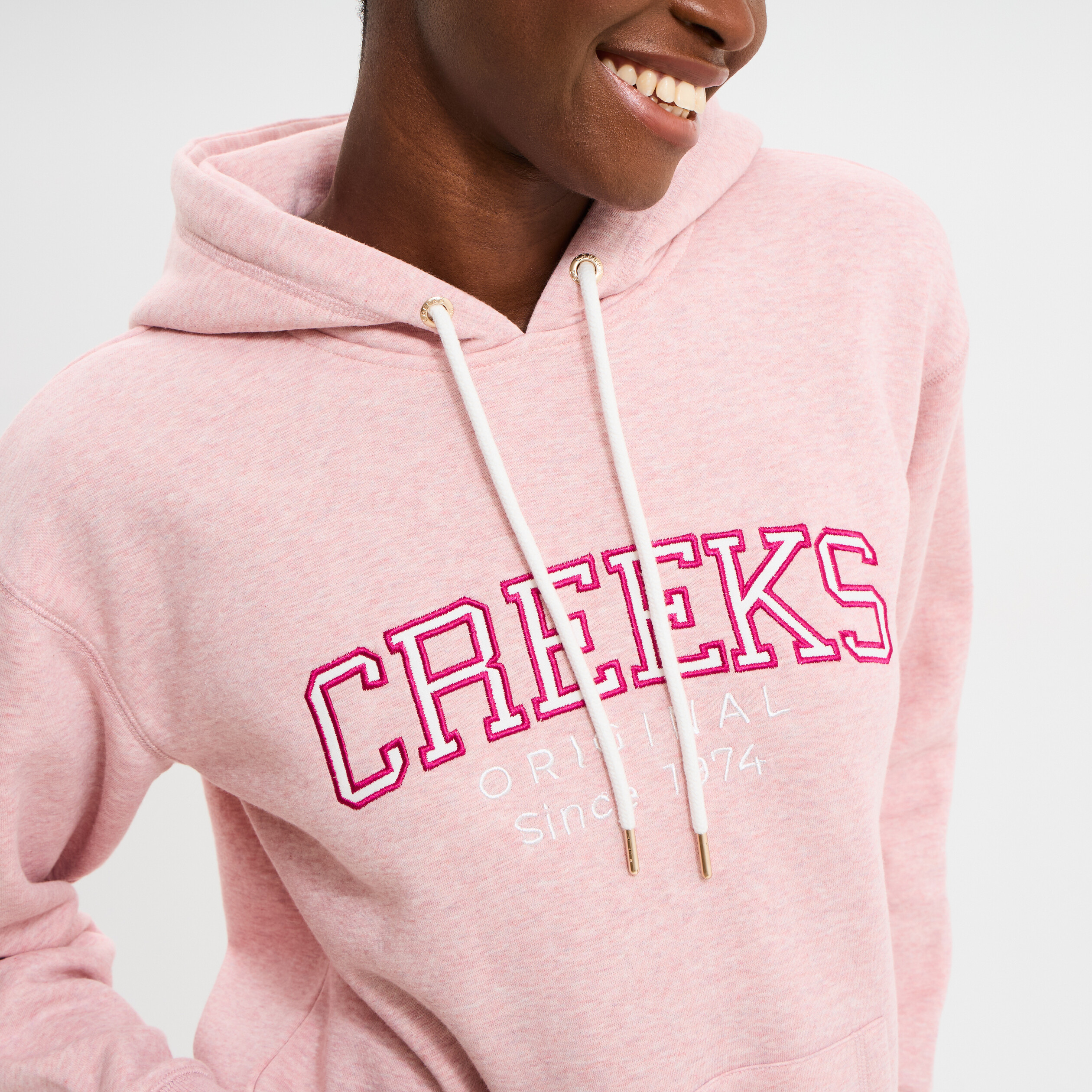 Sweat &agrave; capuche hoodie ecru femme