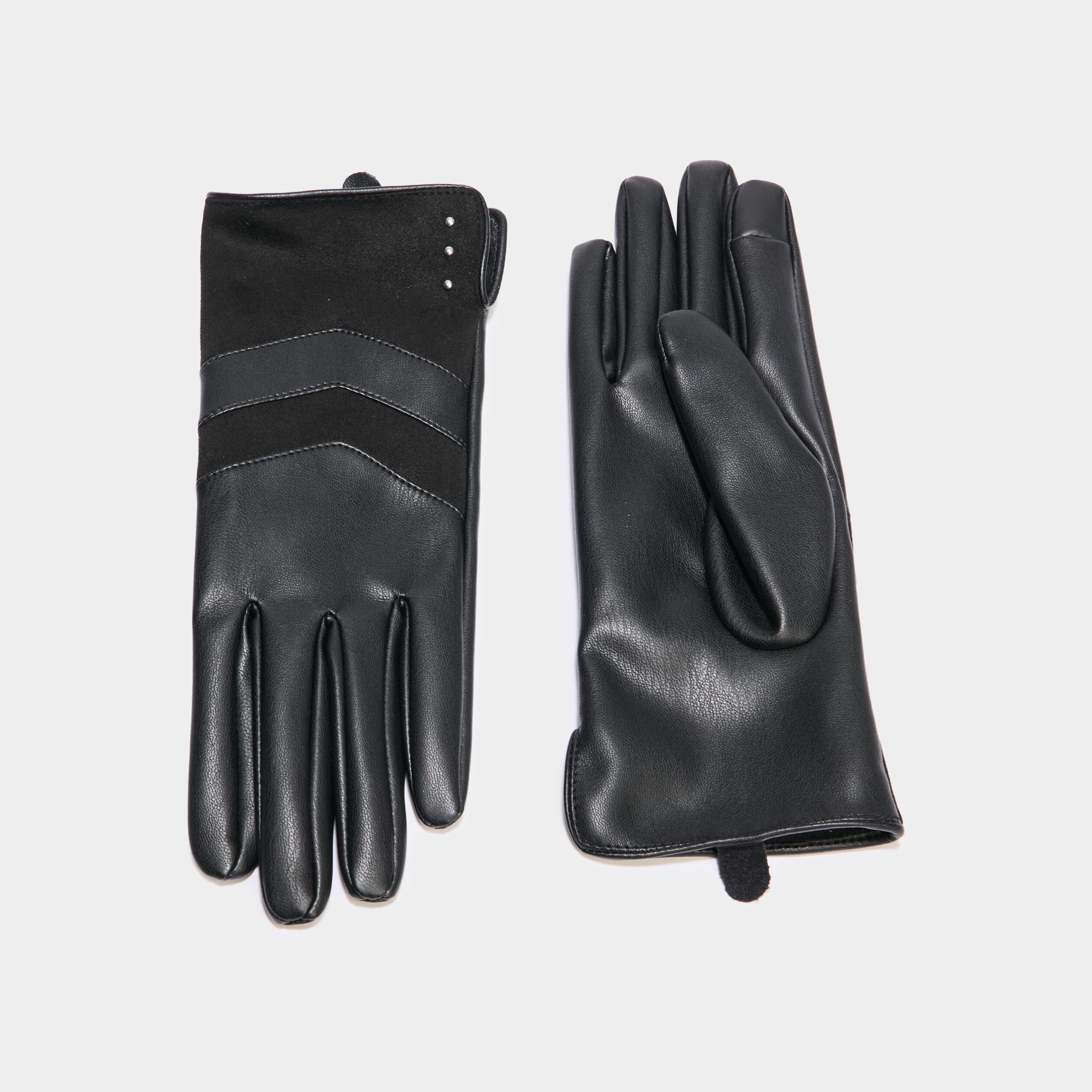 Gants effet simili cuir noir femme