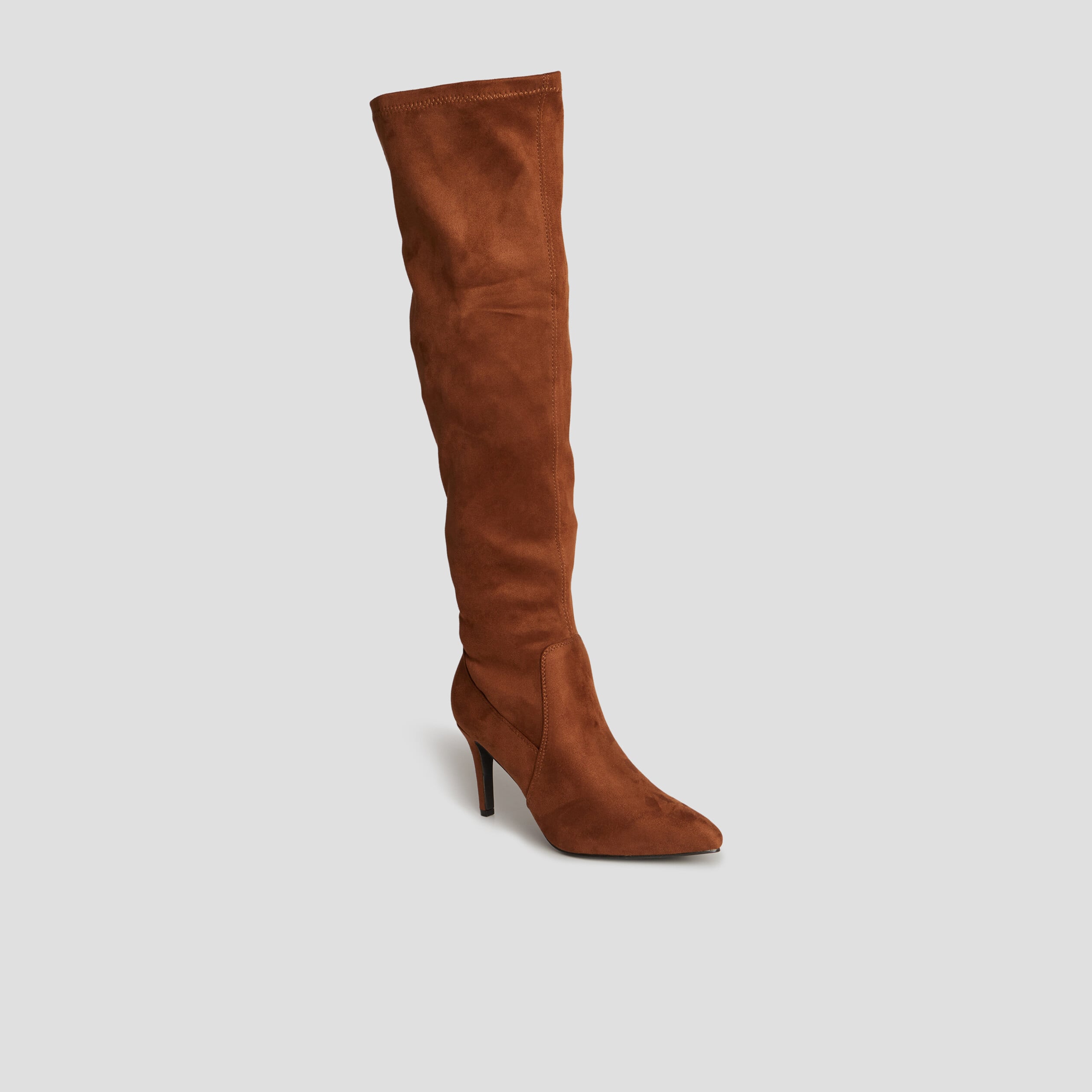 Cuissardes zipp&eacute;es effet su&eacute;dine marron femme