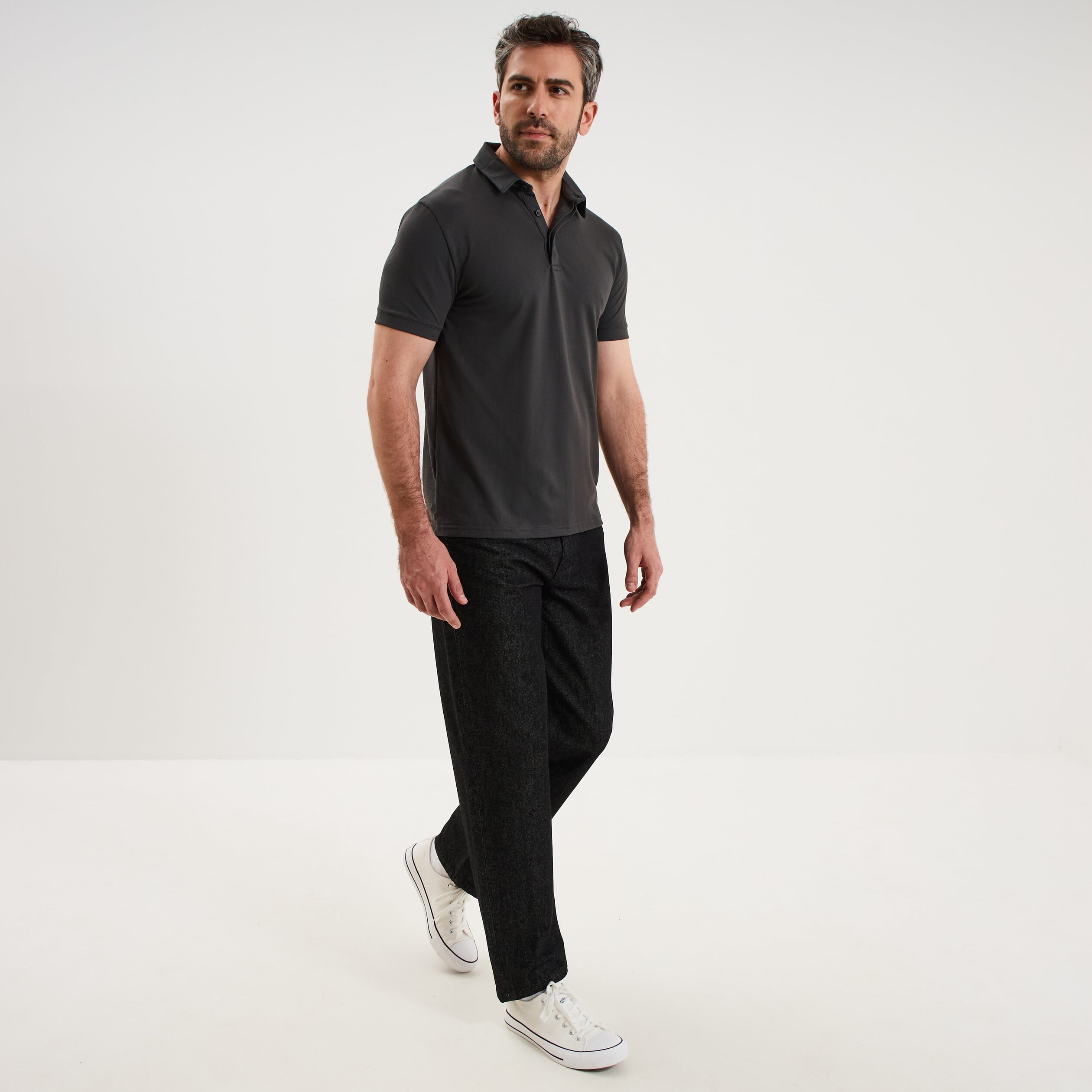 Polo manches courtes gris homme