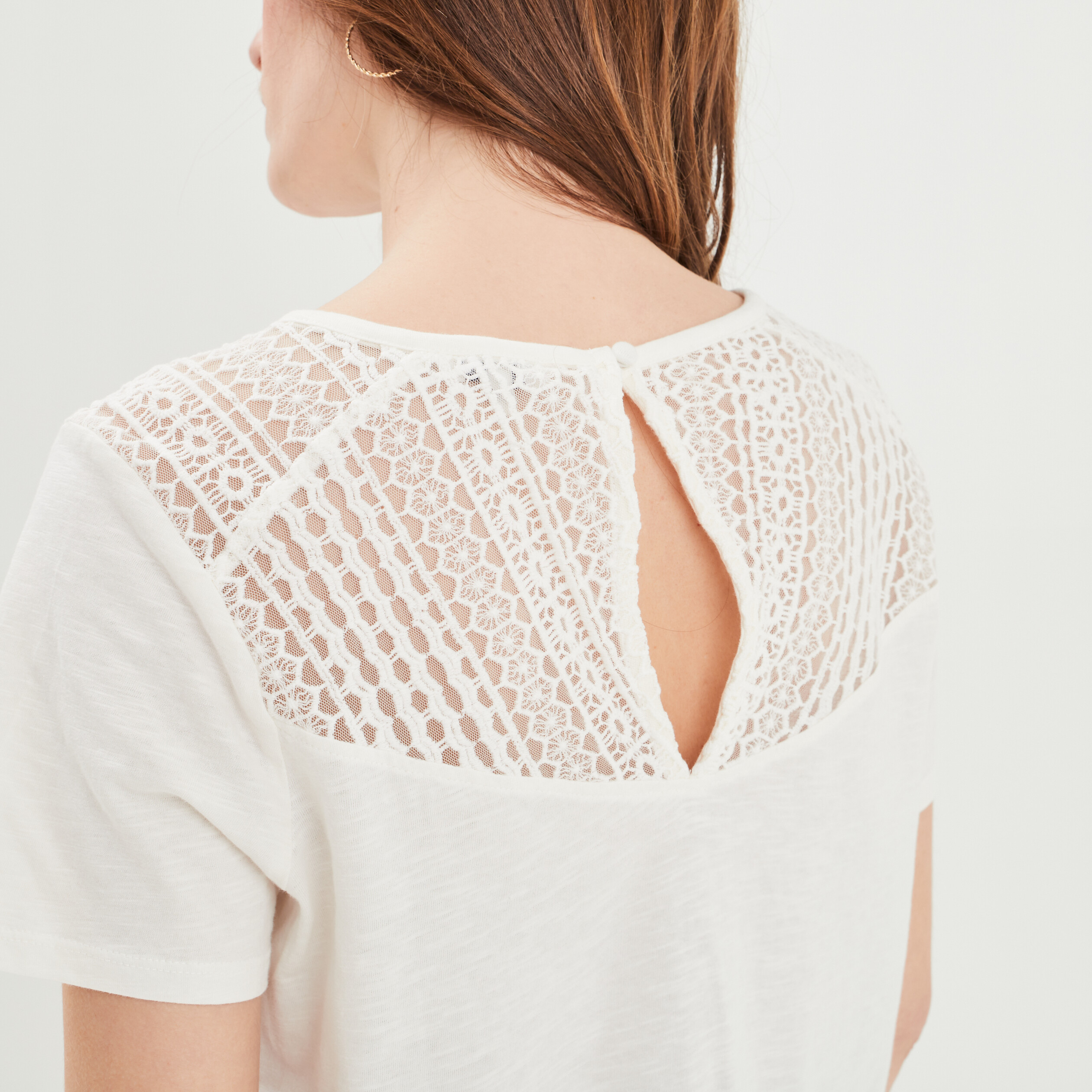 t shirt epaules et dos macrame creeks jaune clair femme T-shirt épaules et dos macramé Creeks jaune clair femme
