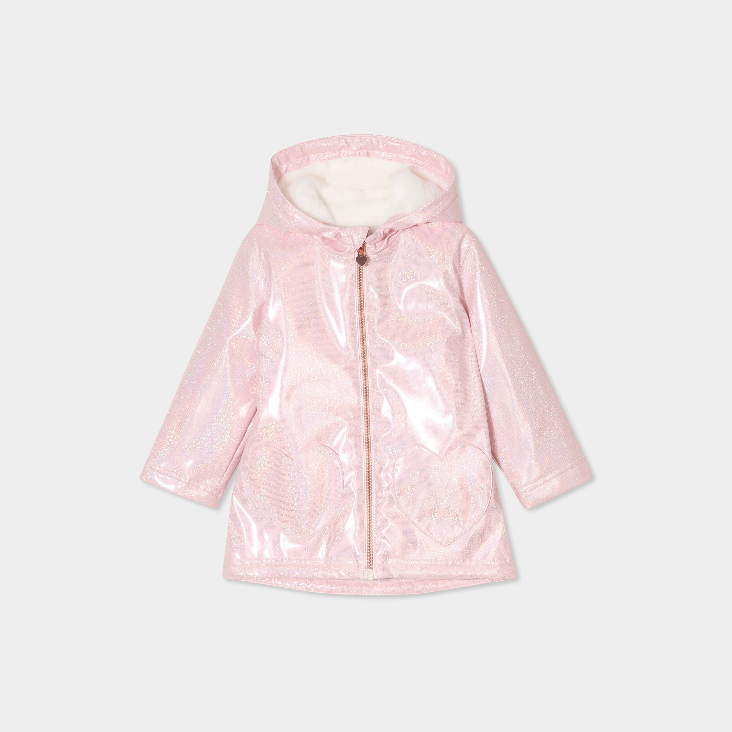 Coupe-vent imperm&eacute;able &agrave; paillettes rose clair b&eacute;b&eacute; fille