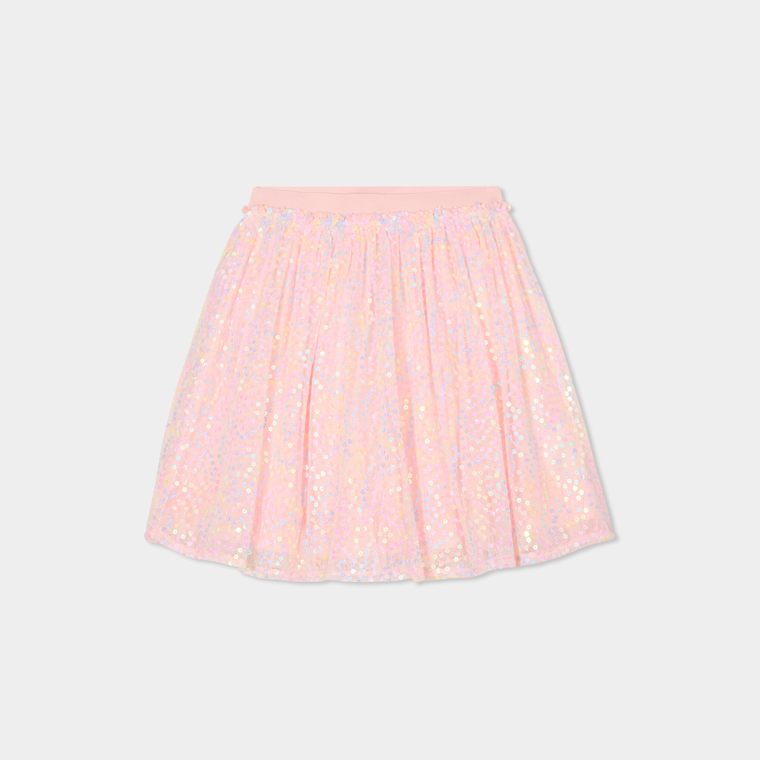 Jupe tulle avec sequins rose clair fille