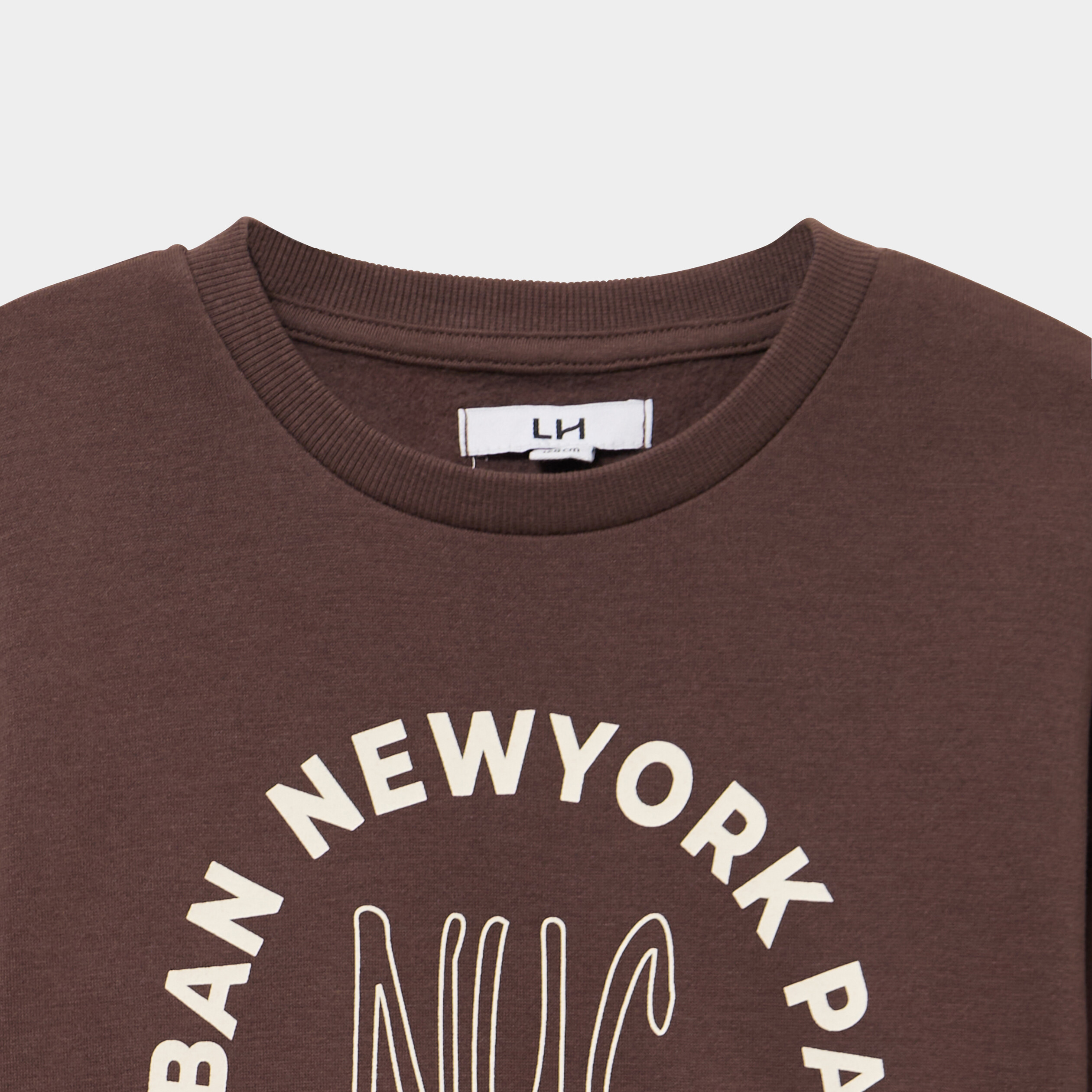 Sweat oversize col rond manches longues marron fonc&eacute; gar&ccedil;on