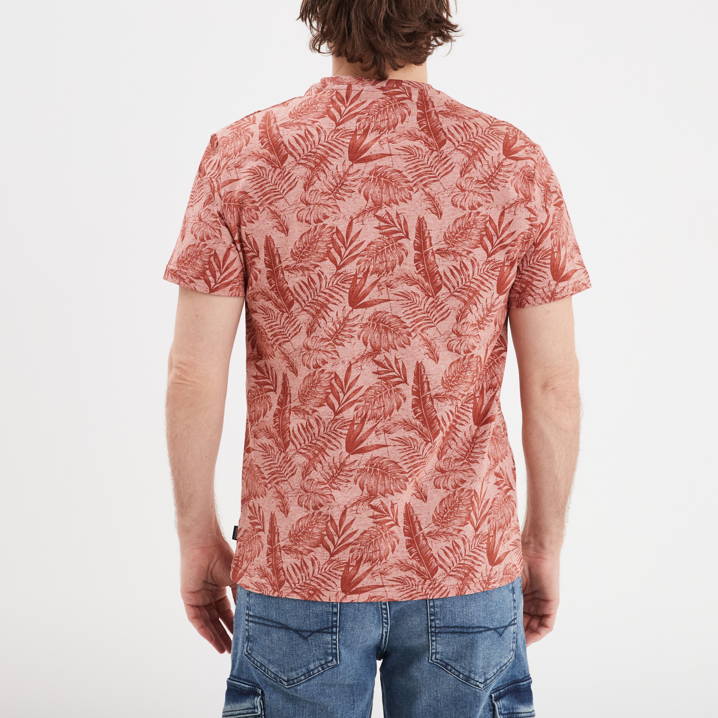 t shirt manches courtes col rond terracotta homme T-shirt manches courtes col rond terracotta homme