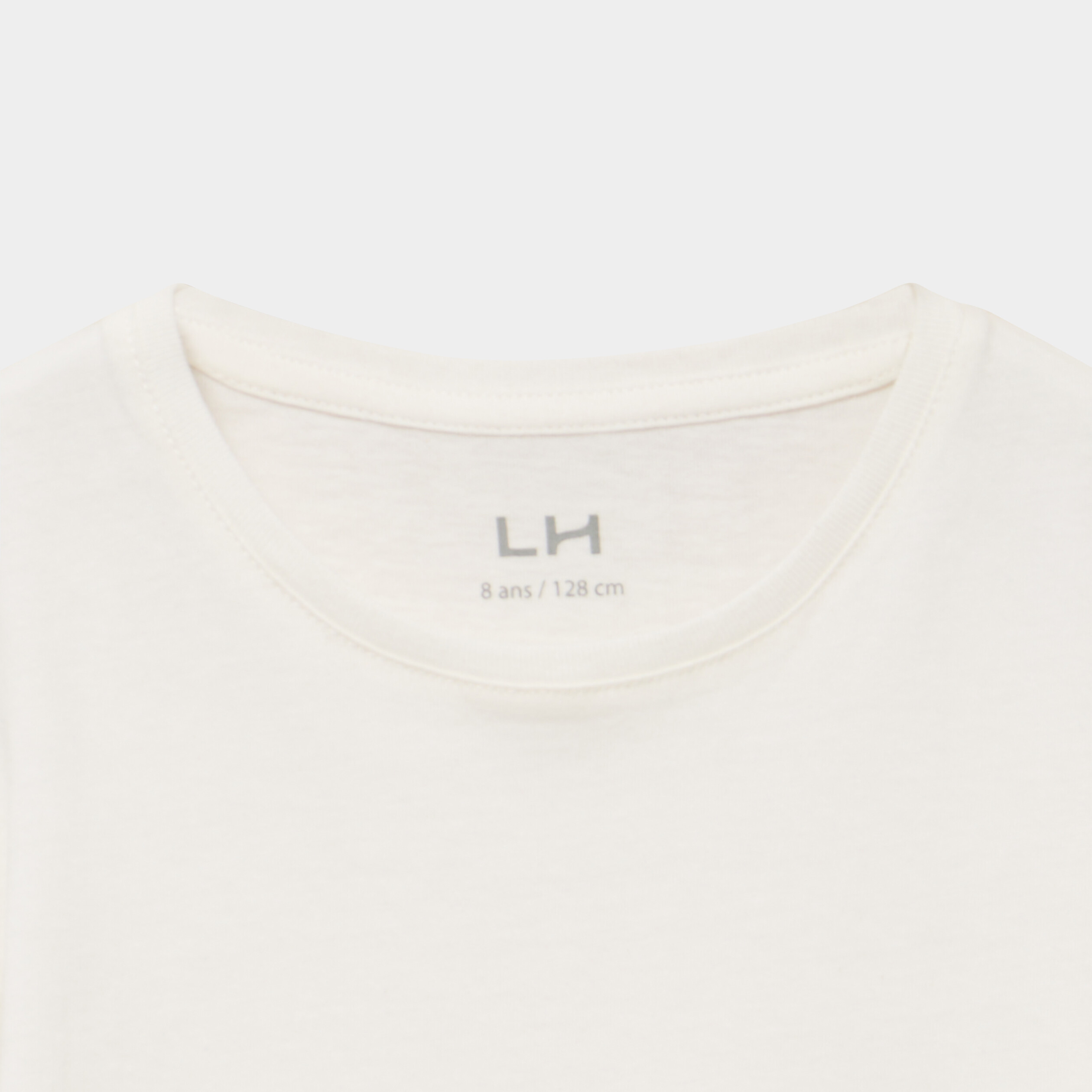 T-shirt col rond manches longues coton ivoire fille