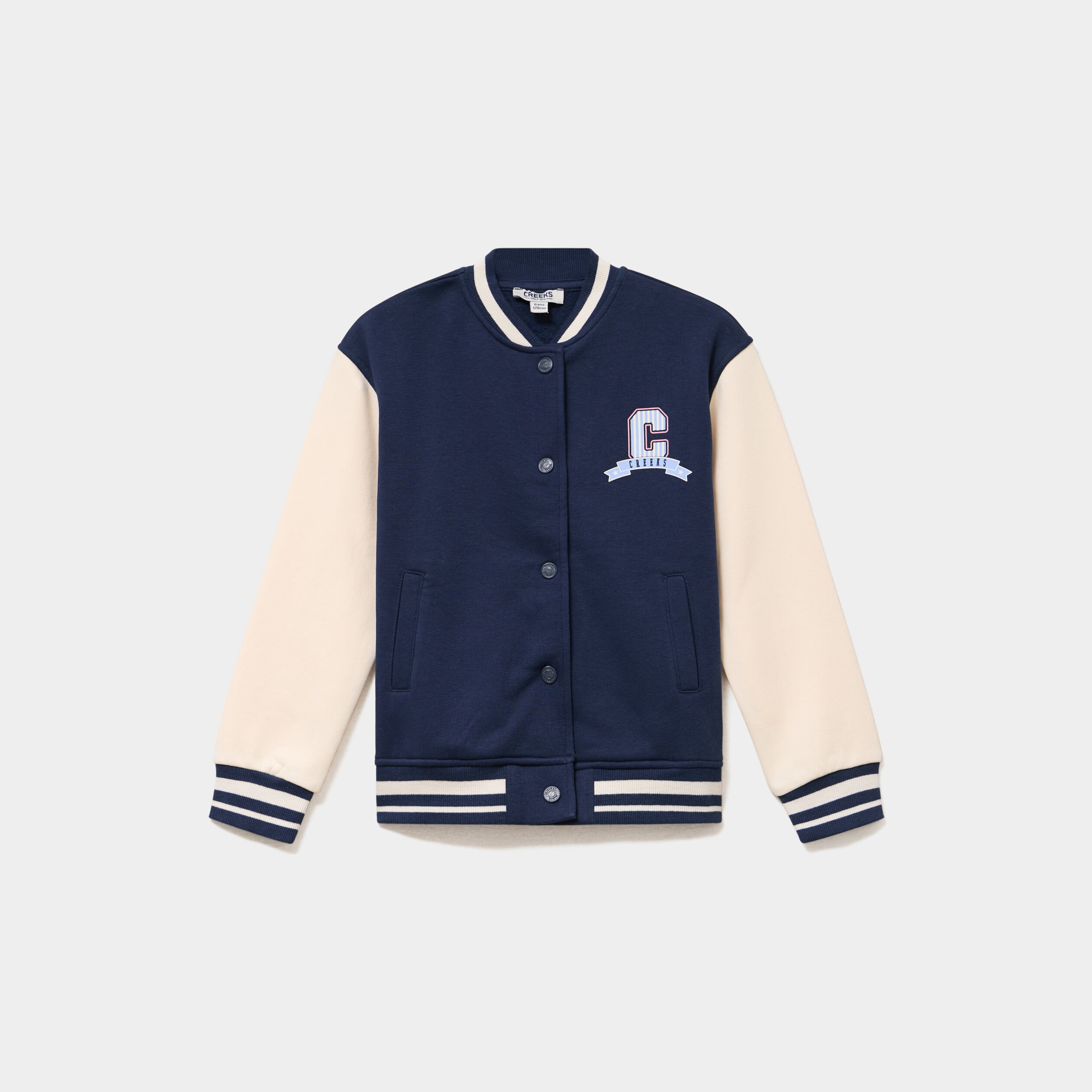 Gilet boutonn&eacute; col teddy bleu marine fille