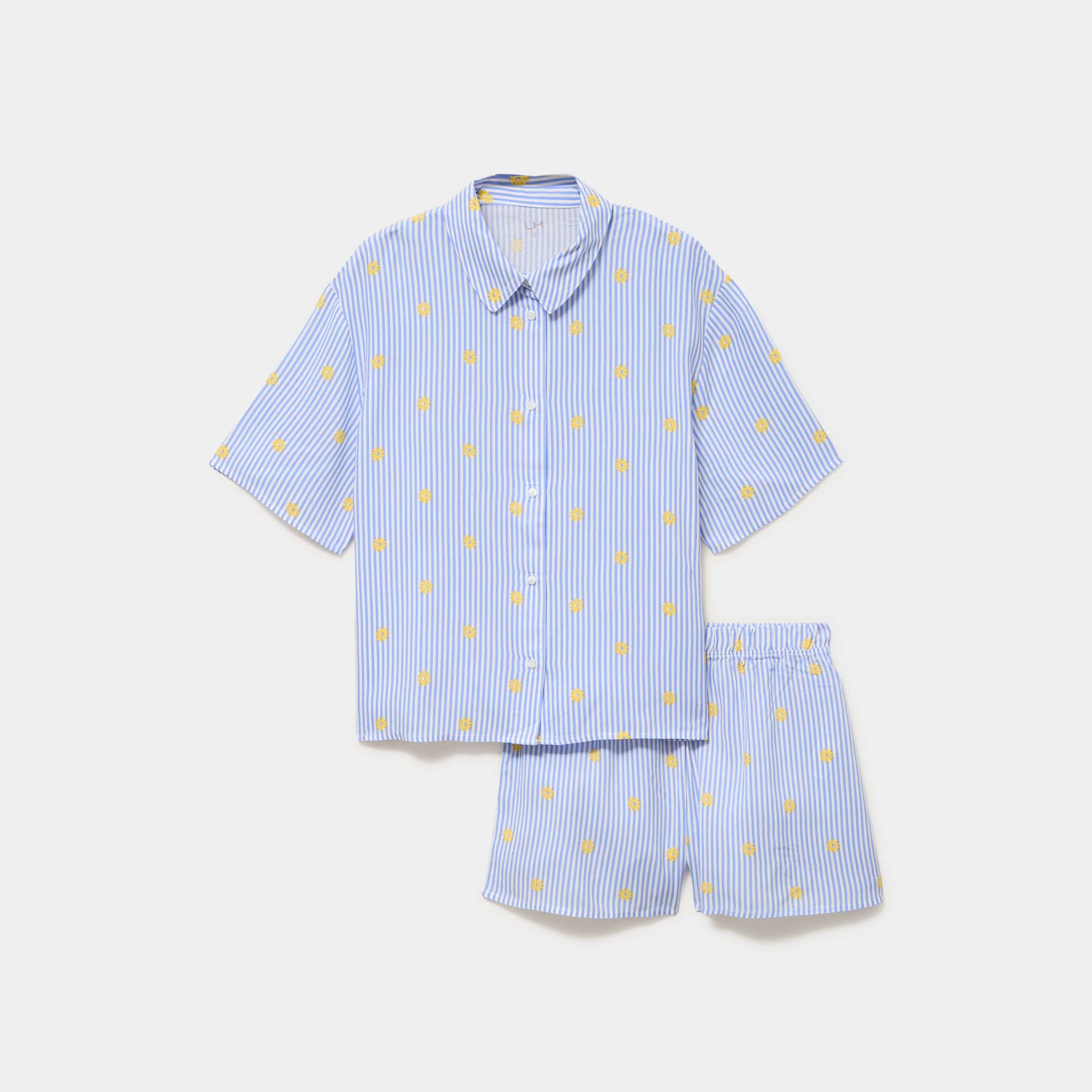 Ensemble pyjama short et chemise ecru femme