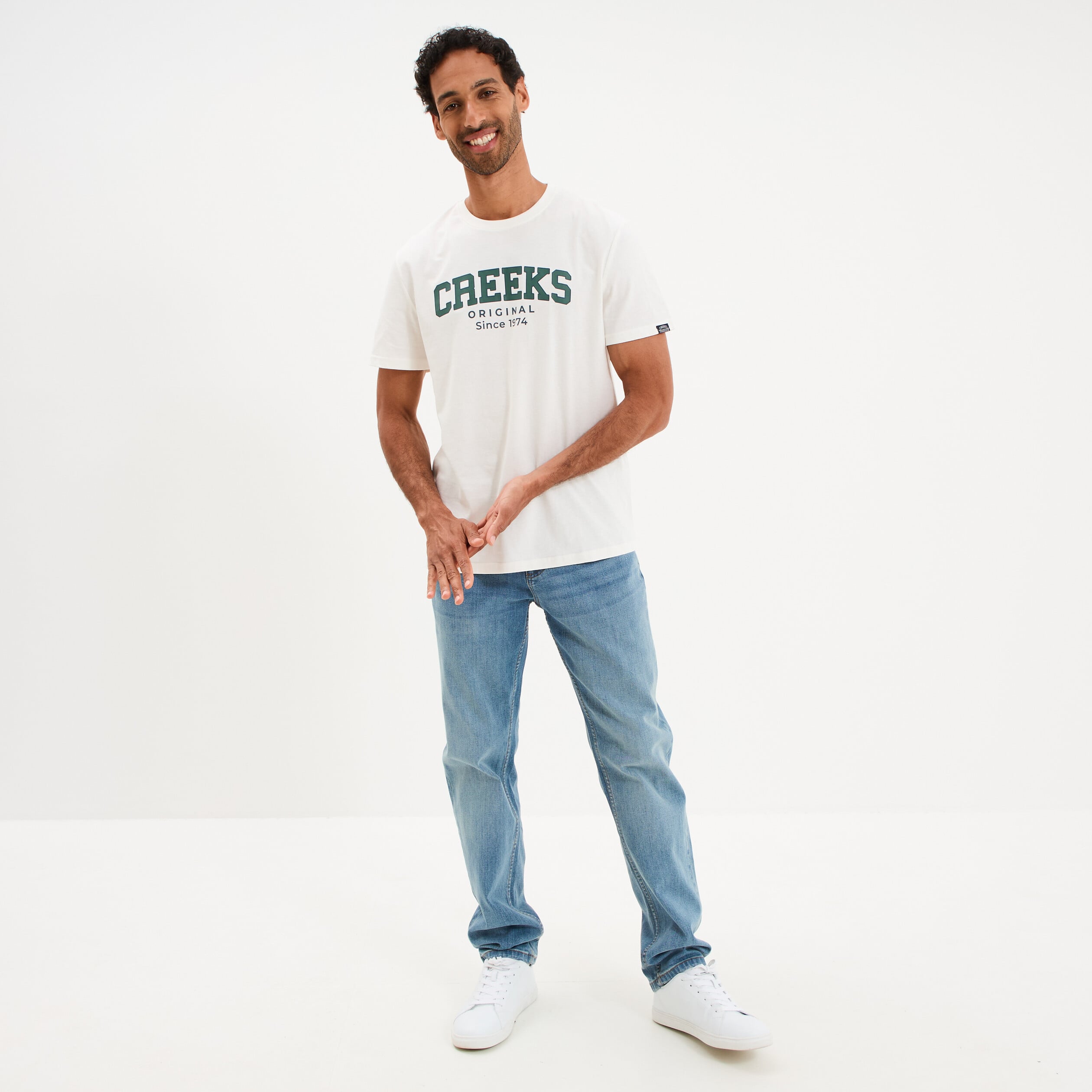T-shirt droit manches courtes coton blanc homme