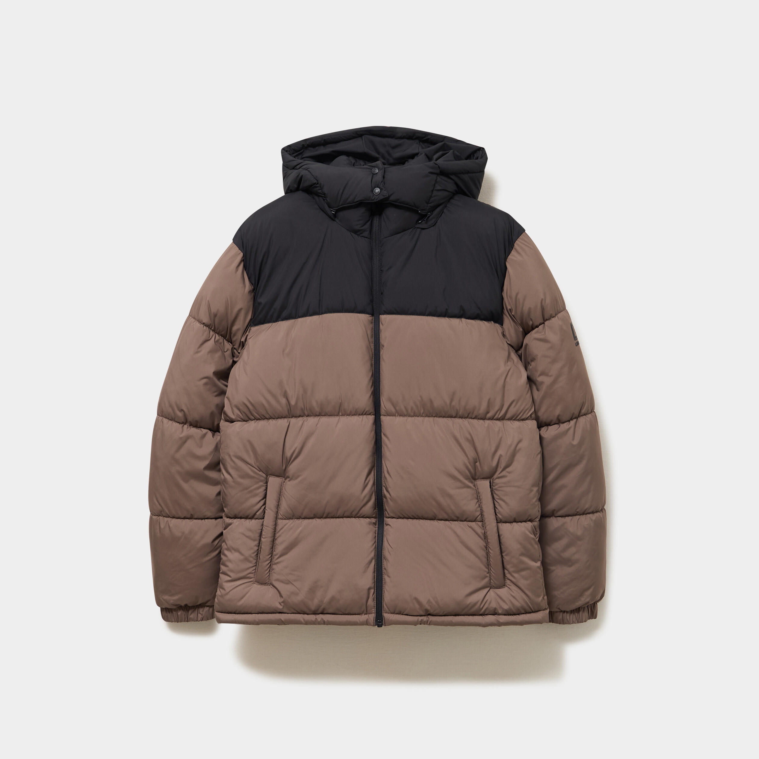 Doudoune d&eacute;perlante &agrave; capuche amovible taupe homme