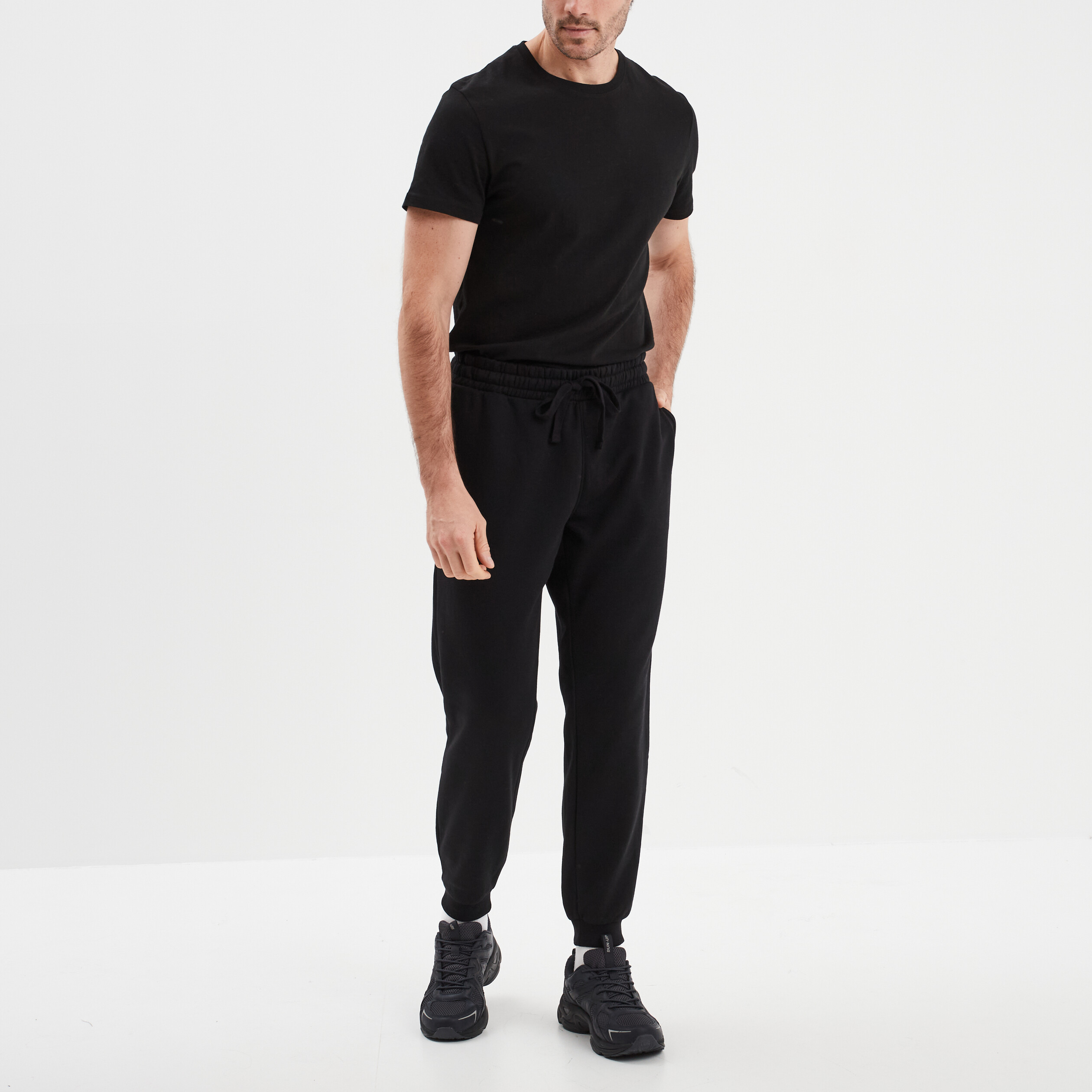 pantalon jogging droit molleton noir homme Pantalon jogging droit molleton noir homme