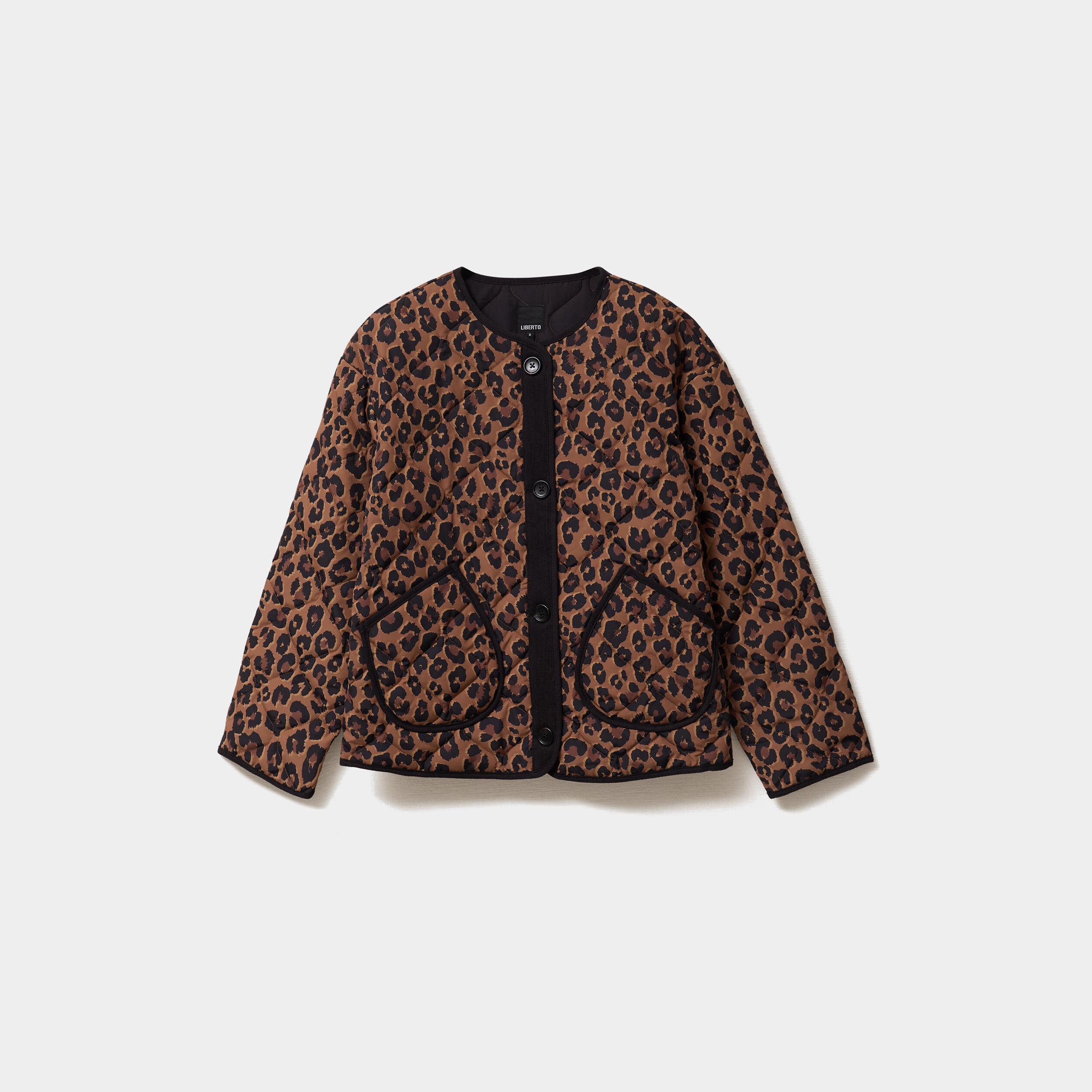 Veste matelass&eacute;e boutonn&eacute;e col rond camel femme