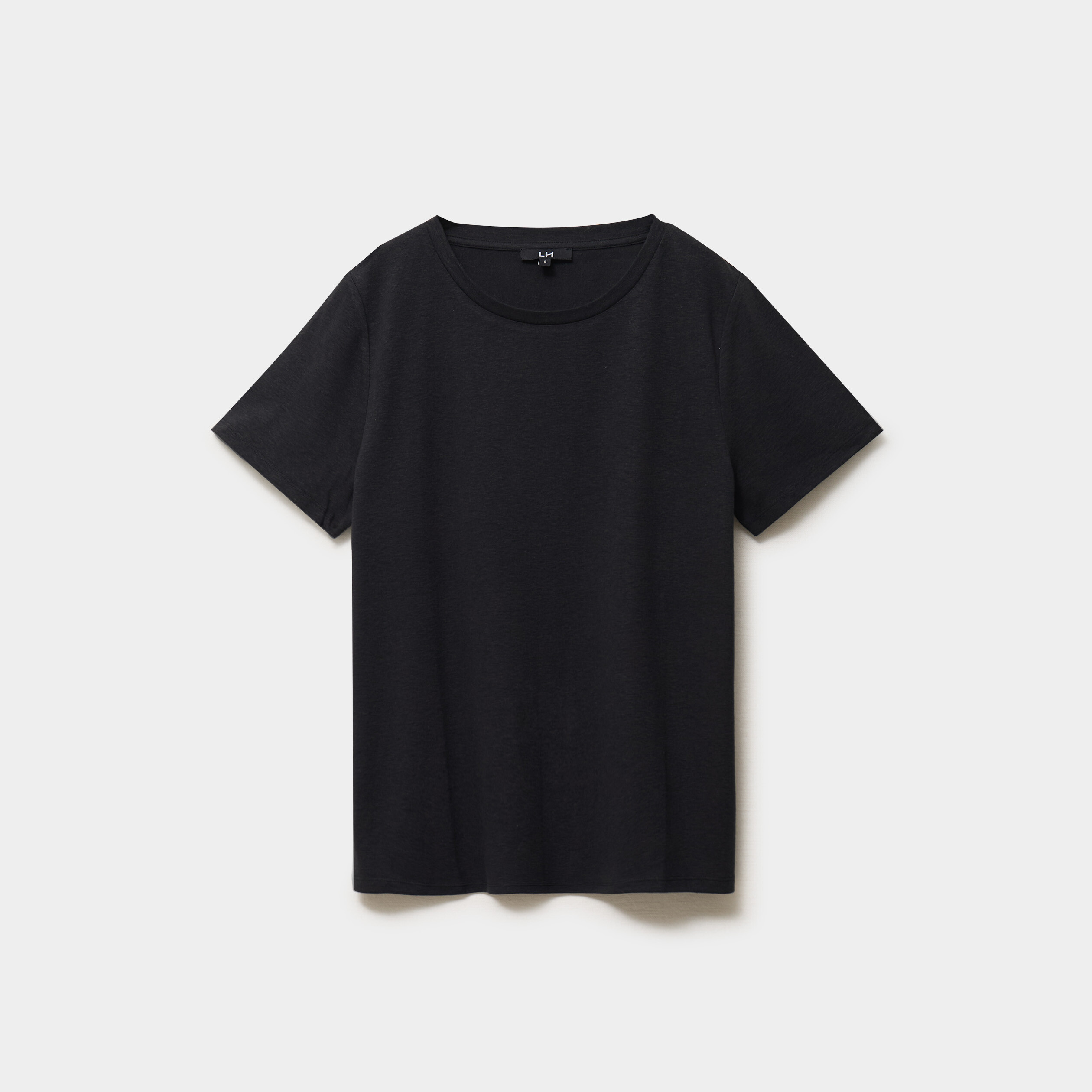 T-shirt manches courtes m&eacute;lange lin noir femme