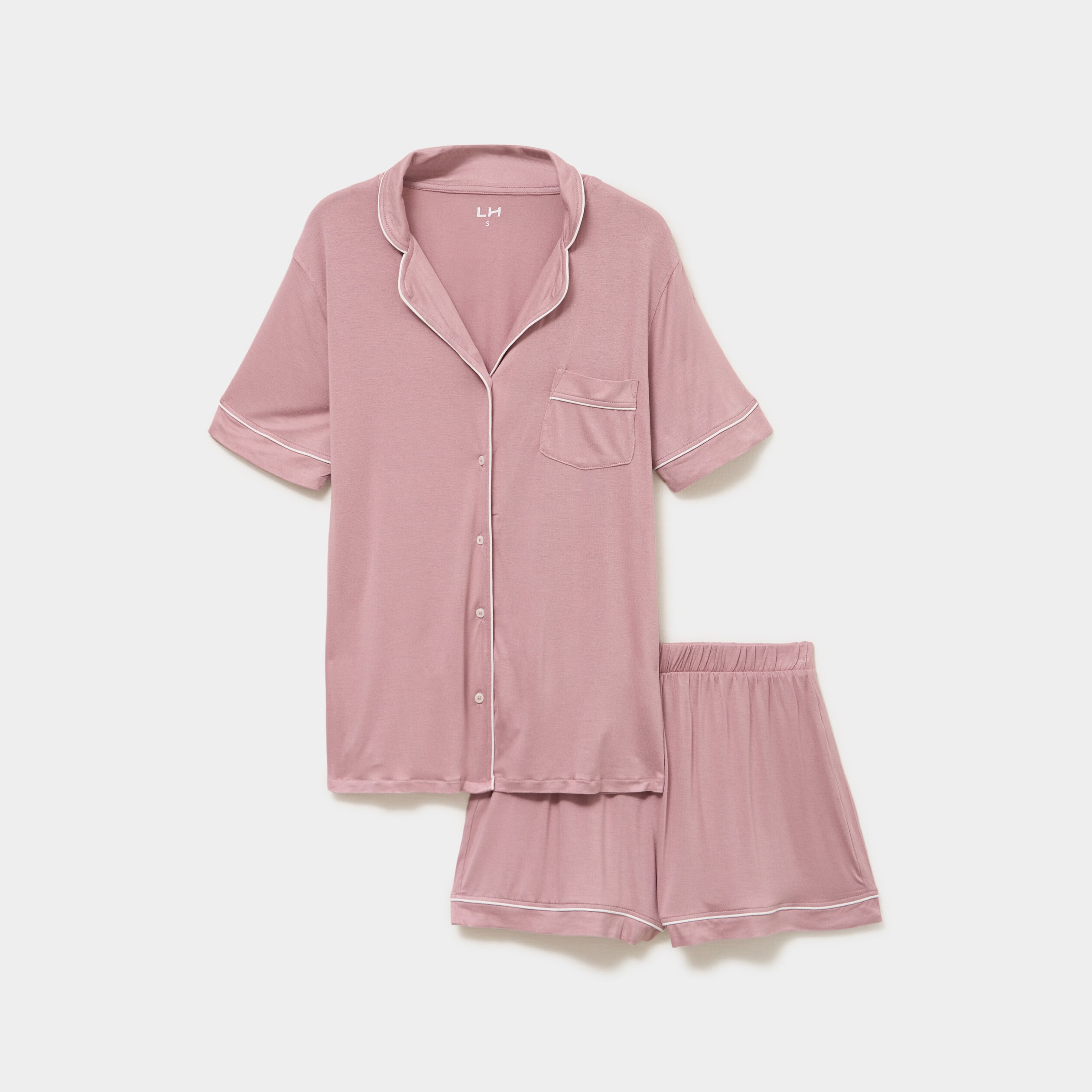 Ensemble pyjama fluide short et chemise mauve femme
