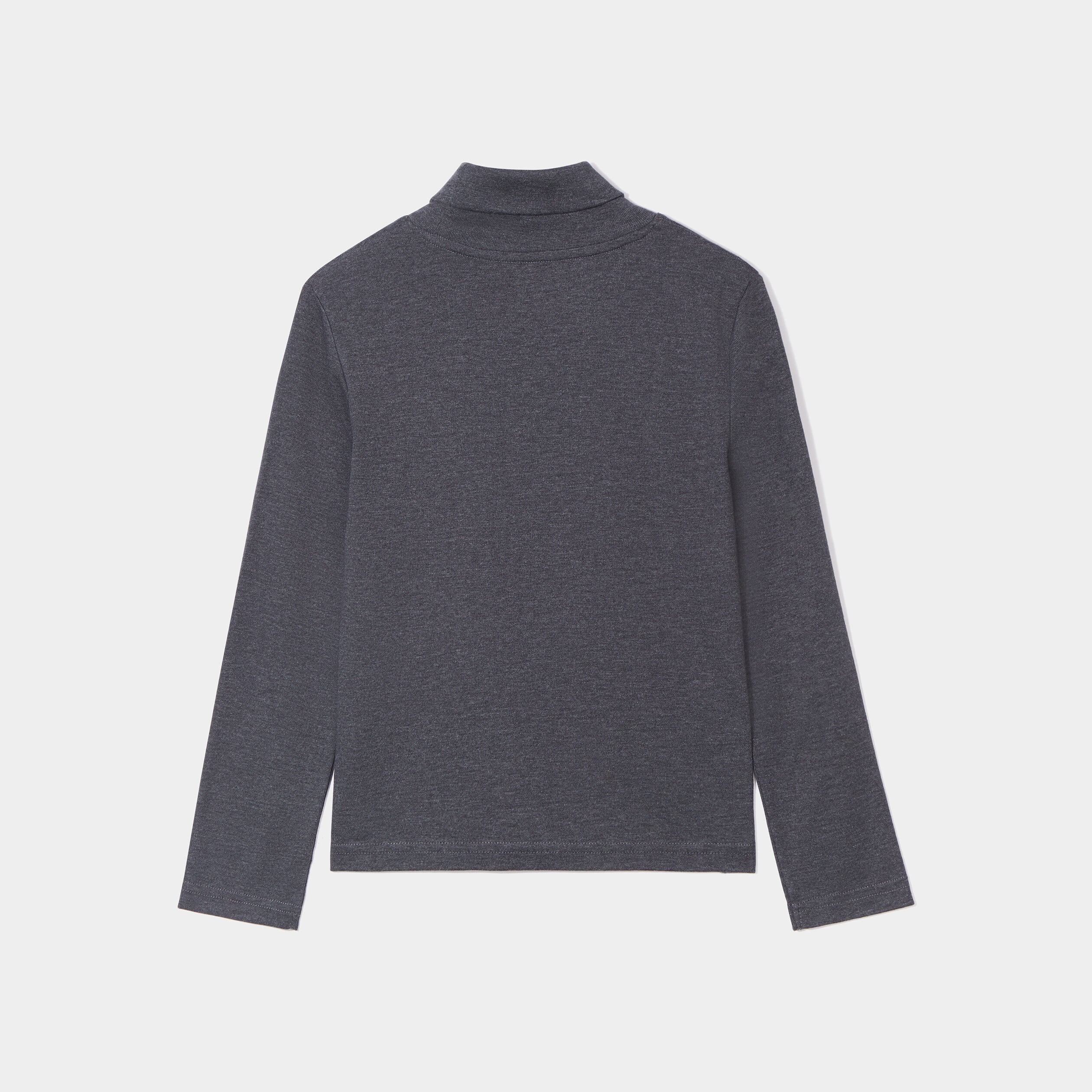 T-shirt coton col roul&eacute; manches longues gris fonc&eacute; gar&ccedil;on