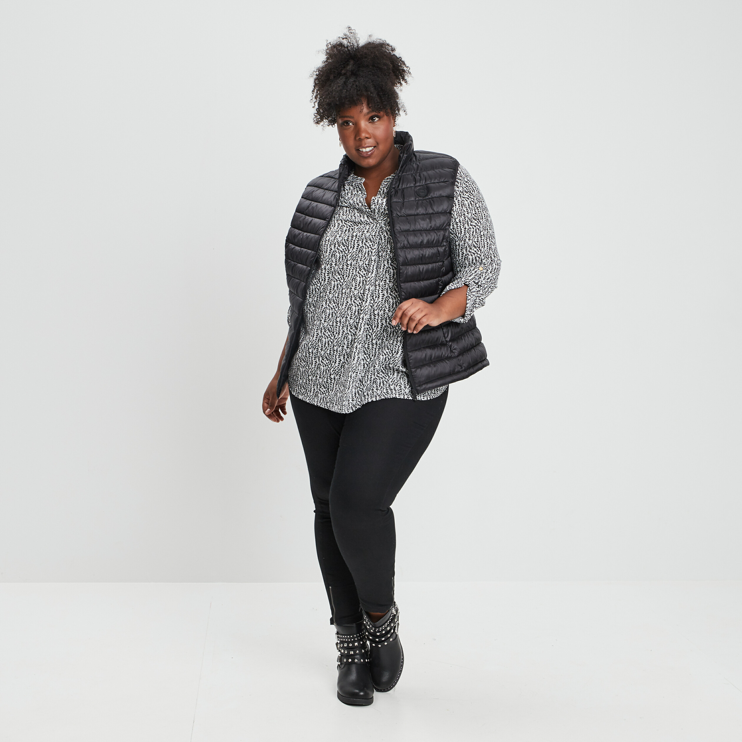 doudoune legere droite deperlante noir femmegt Doudoune légère droite déperlante noir femme grande taille