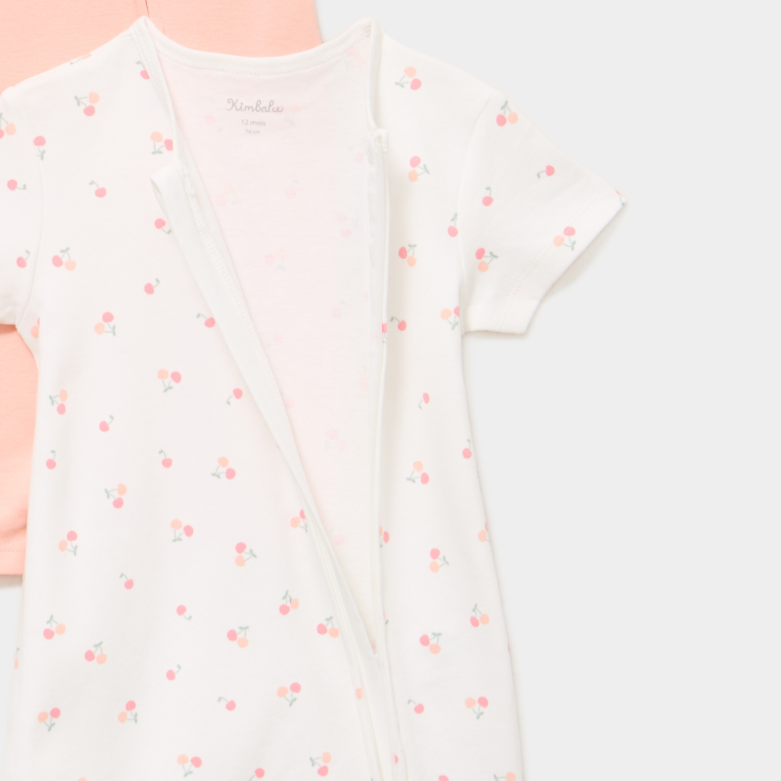 Lot 2 combishorts coton manches courtes ecru b&eacute;b&eacute;