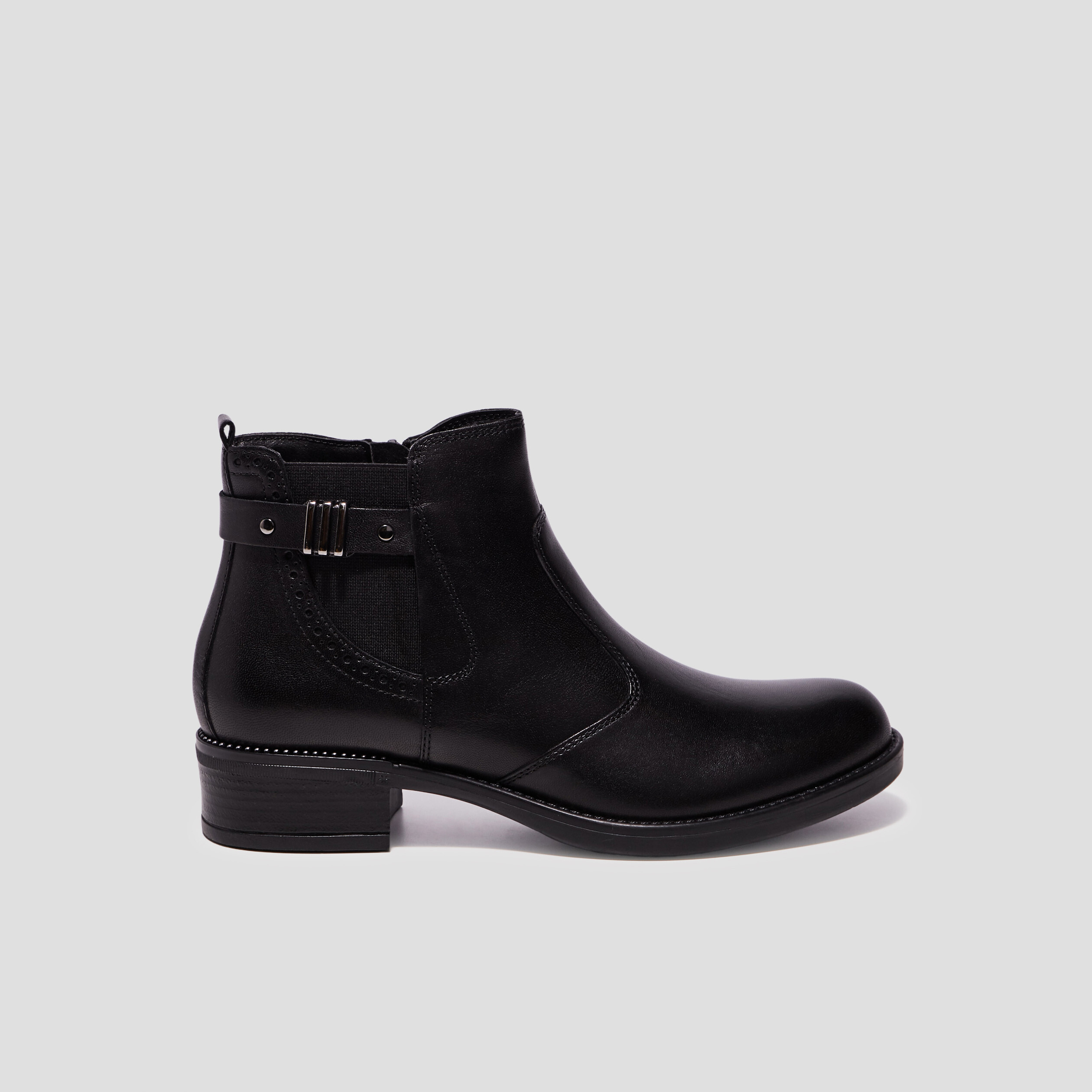 bottines en cuir zippees chelsea noir fille Bottines en cuir zippées chelsea noir fille