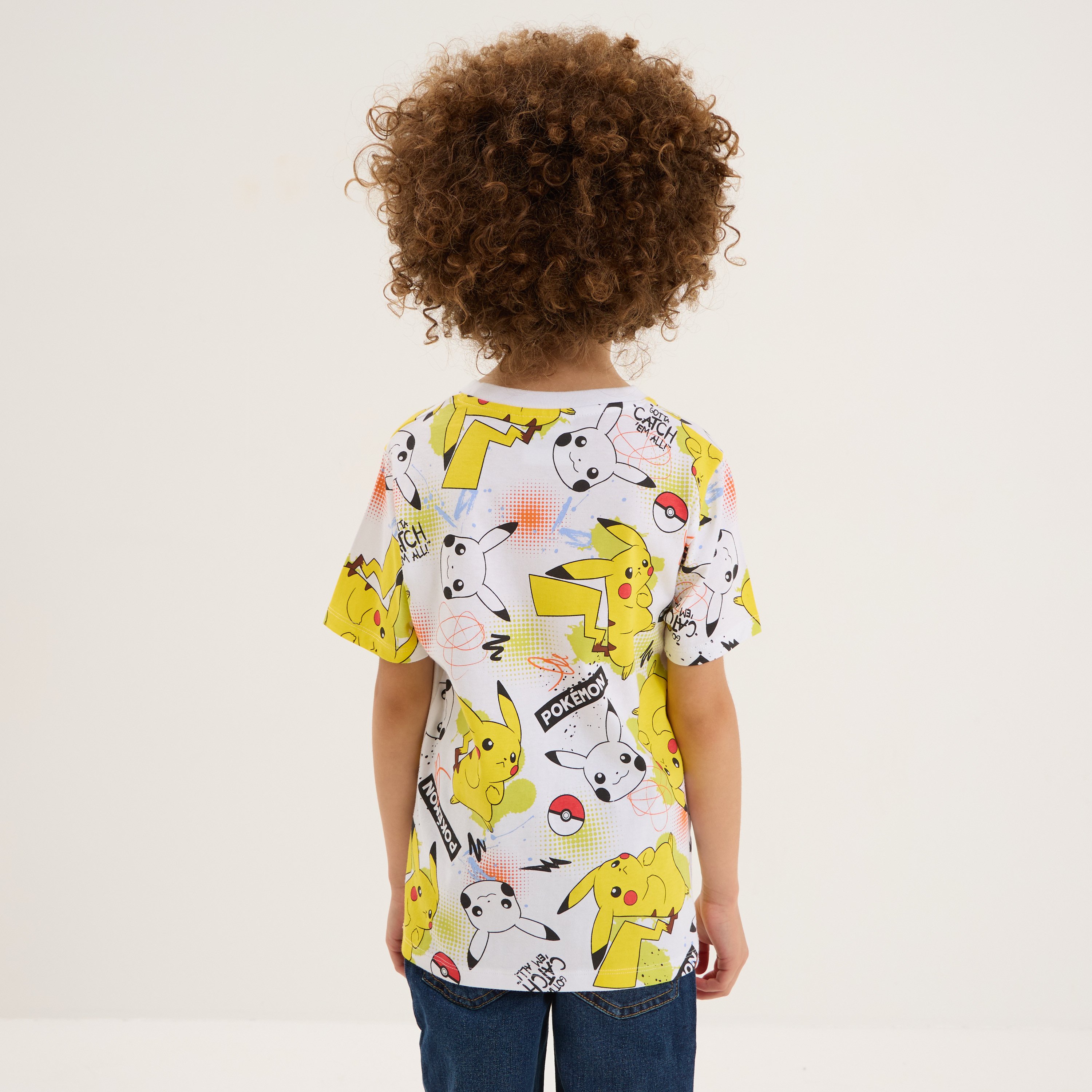 t shirt manches courtes pokemon pikachu blanc garcon T-shirt manches courtes Pokémon Pikachu blanc garçon