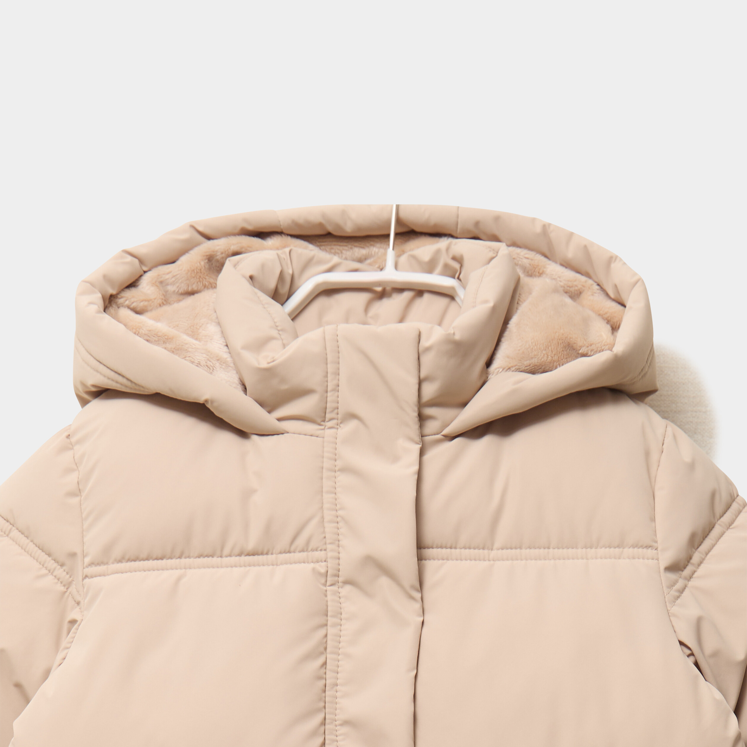 Doudoune mi-longue &agrave; capuche sable fille