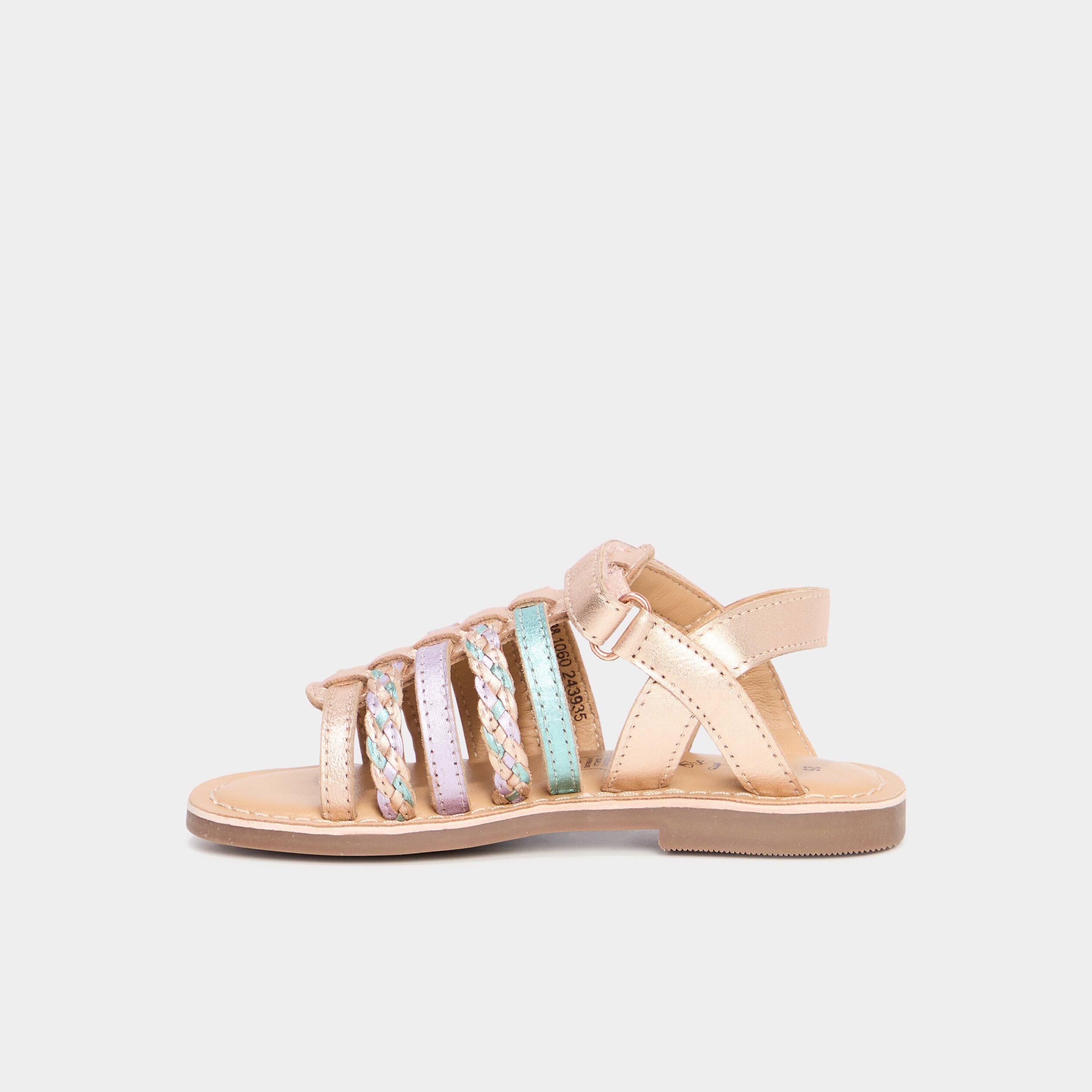sandales brides tressees en cuir multicolore fille Sandales brides tressées en cuir multicolore fille