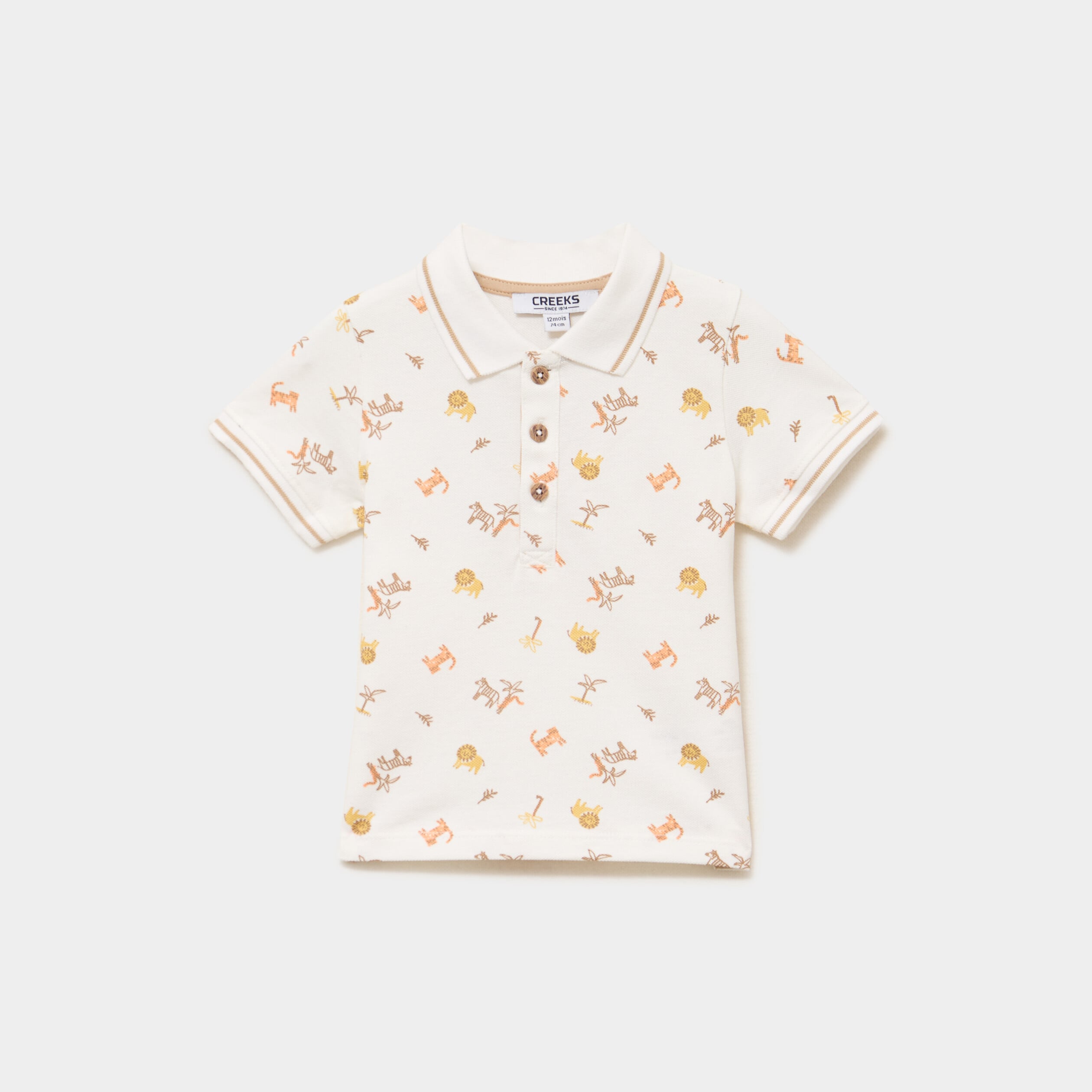 Polo manches courtes coton ecru b&eacute;b&eacute; gar&ccedil;on
