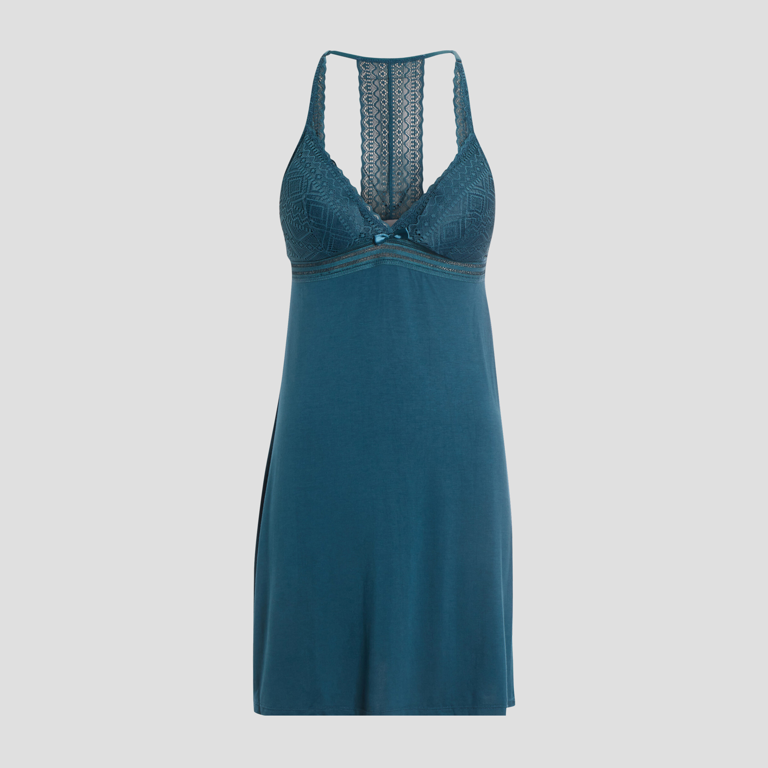Nuisette à bretelles fluide bleu canard femme