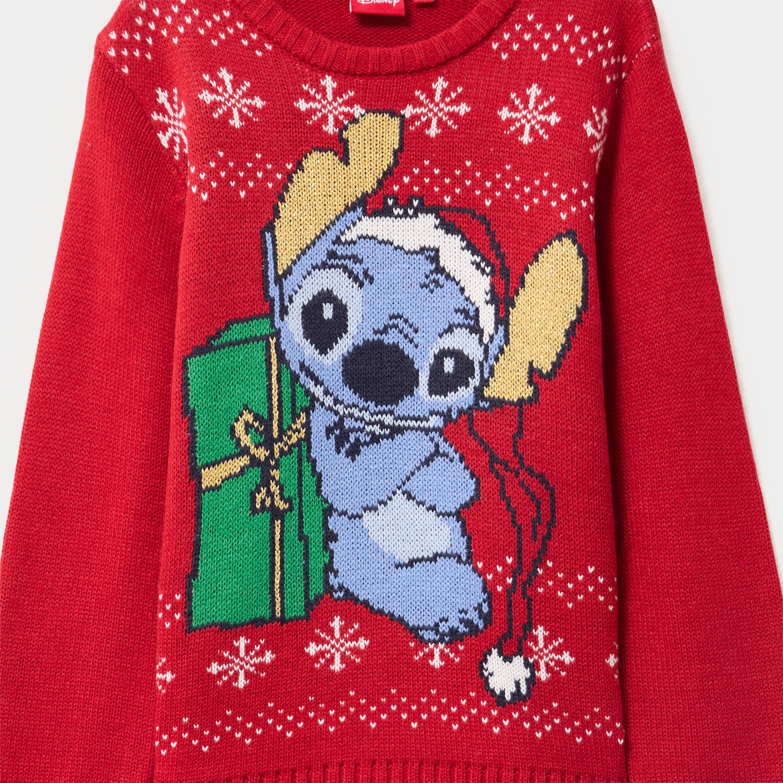 Pull de No&euml;l manches longues Stitch rouge fille