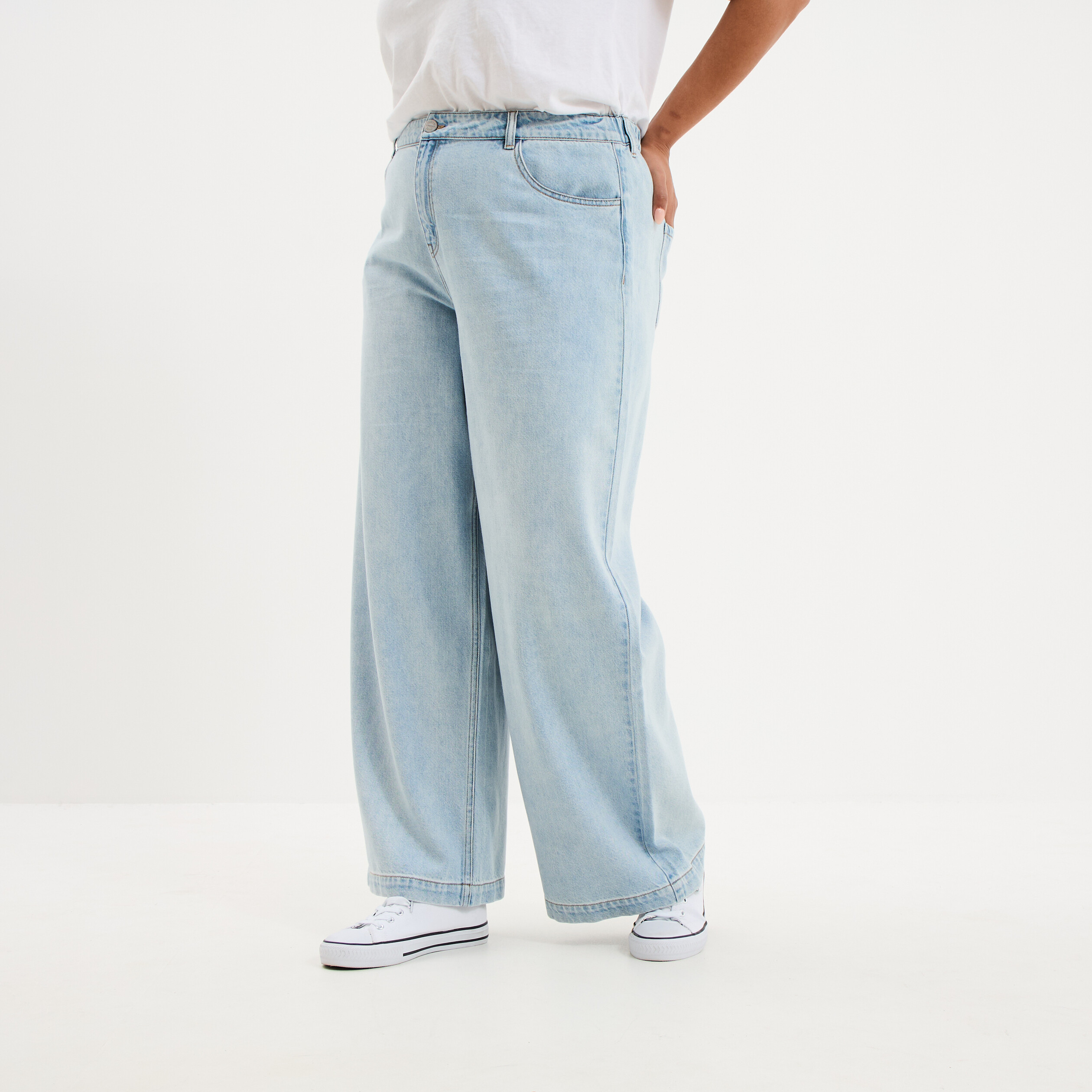 Jean large taille &eacute;lastiqu&eacute;e denim triple stone femme grande taille
