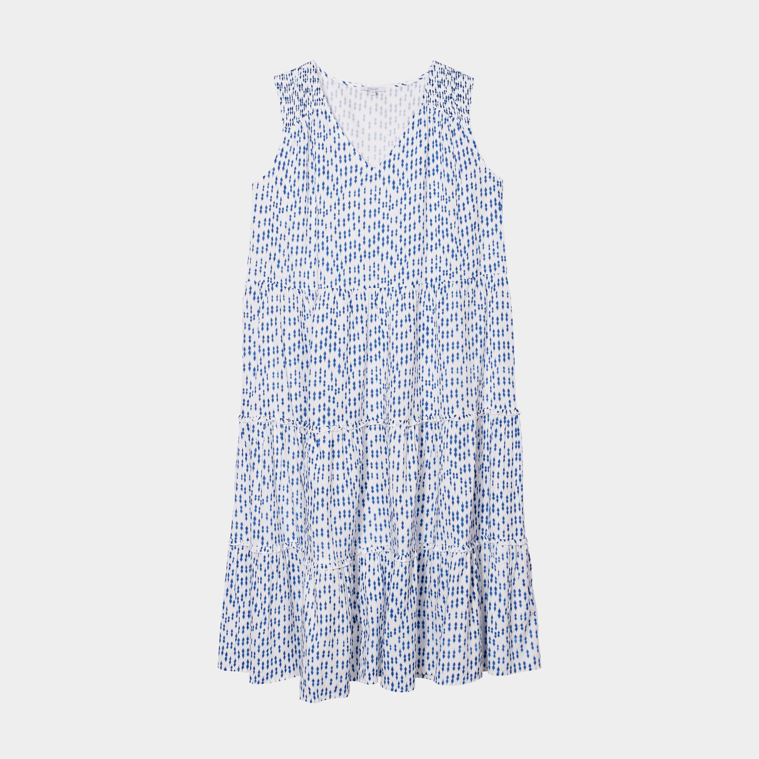 robe a etages fluide sans manches ecru femmegt Robe à étages fluide sans manches ecru femme grande taille