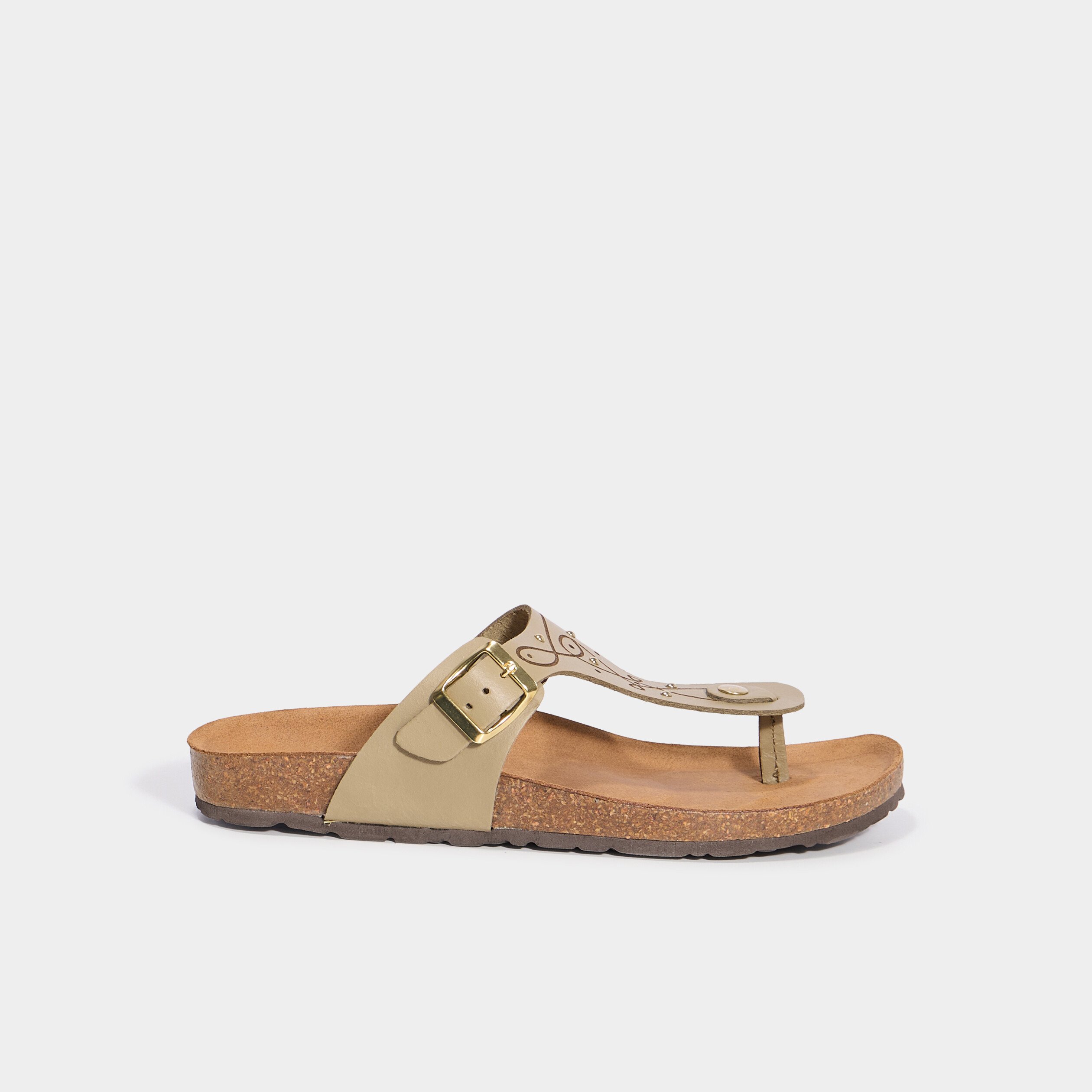 mules plates perforees en cuir vert kaki femme Mules plates perforées en cuir vert kaki femme