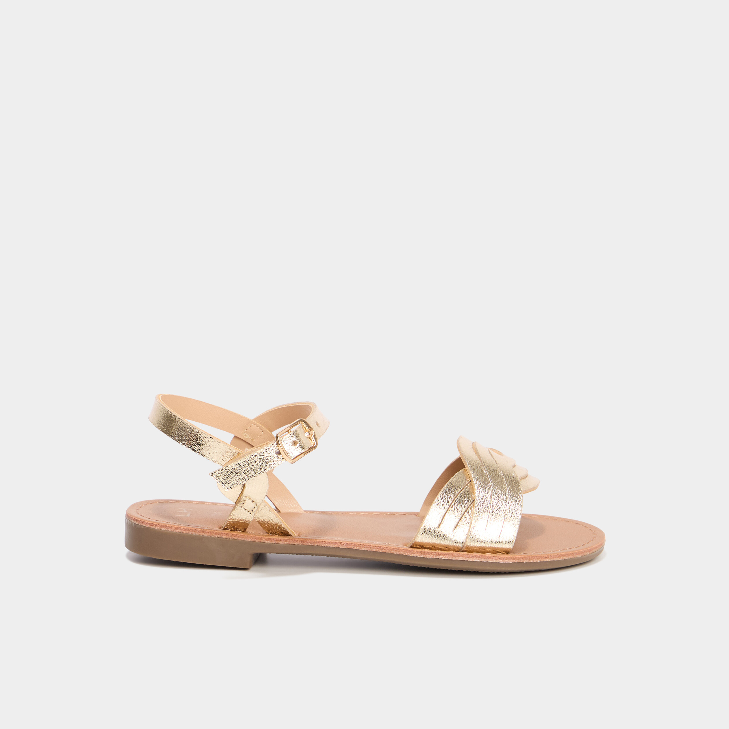 sandales tressees plates jaune or fille Sandales tressées plates jaune or fille