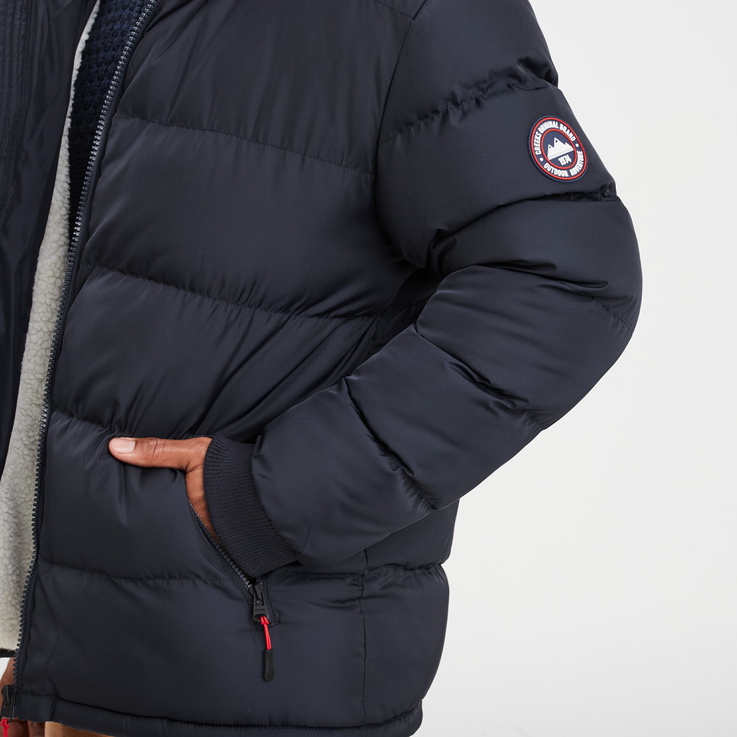 Doudoune doubl&eacute;e &agrave; capuche bleu fonc&eacute; homme