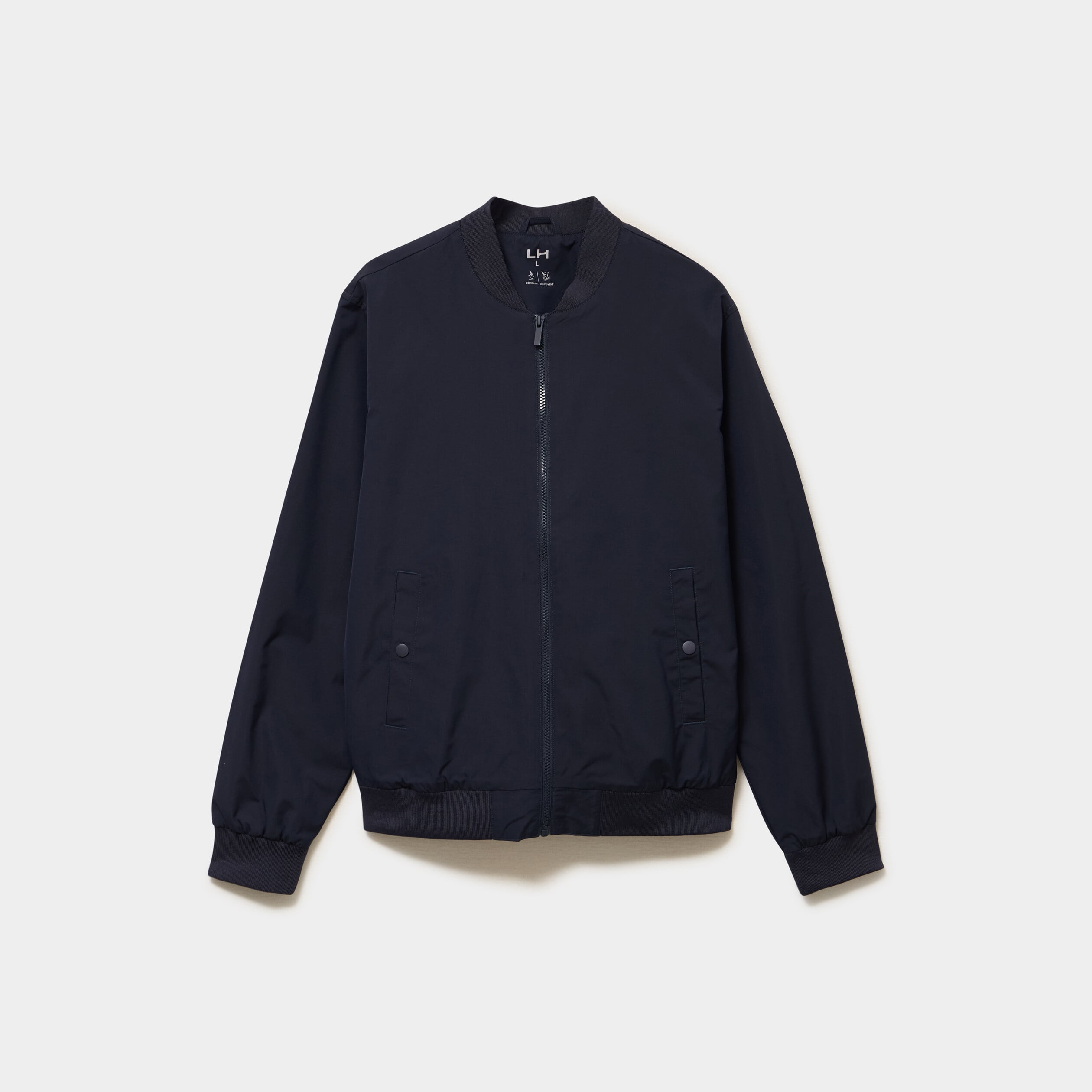 Blouson col teddy d&eacute;perlant bleu fonc&eacute; homme