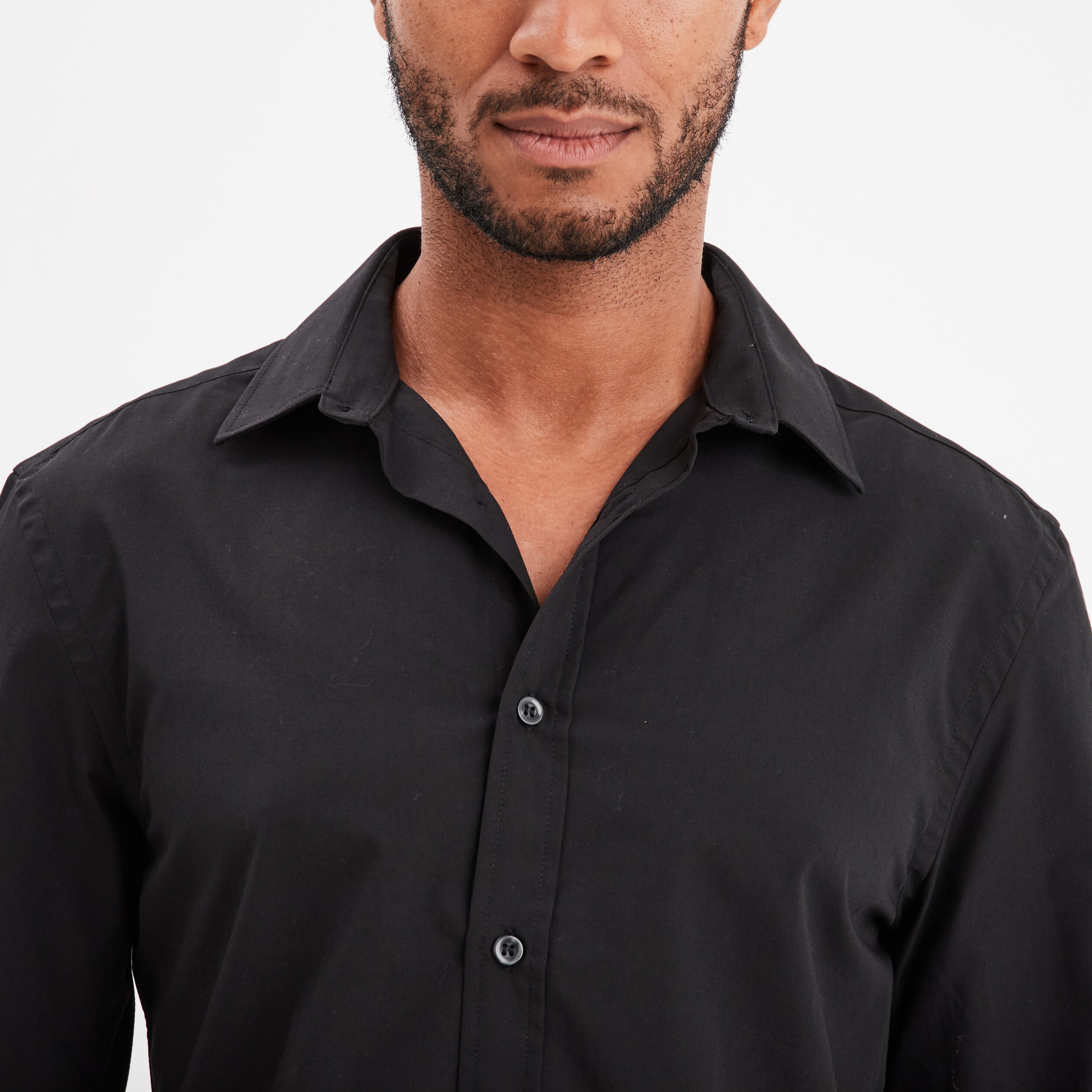 Chemise droite manches longues noir homme